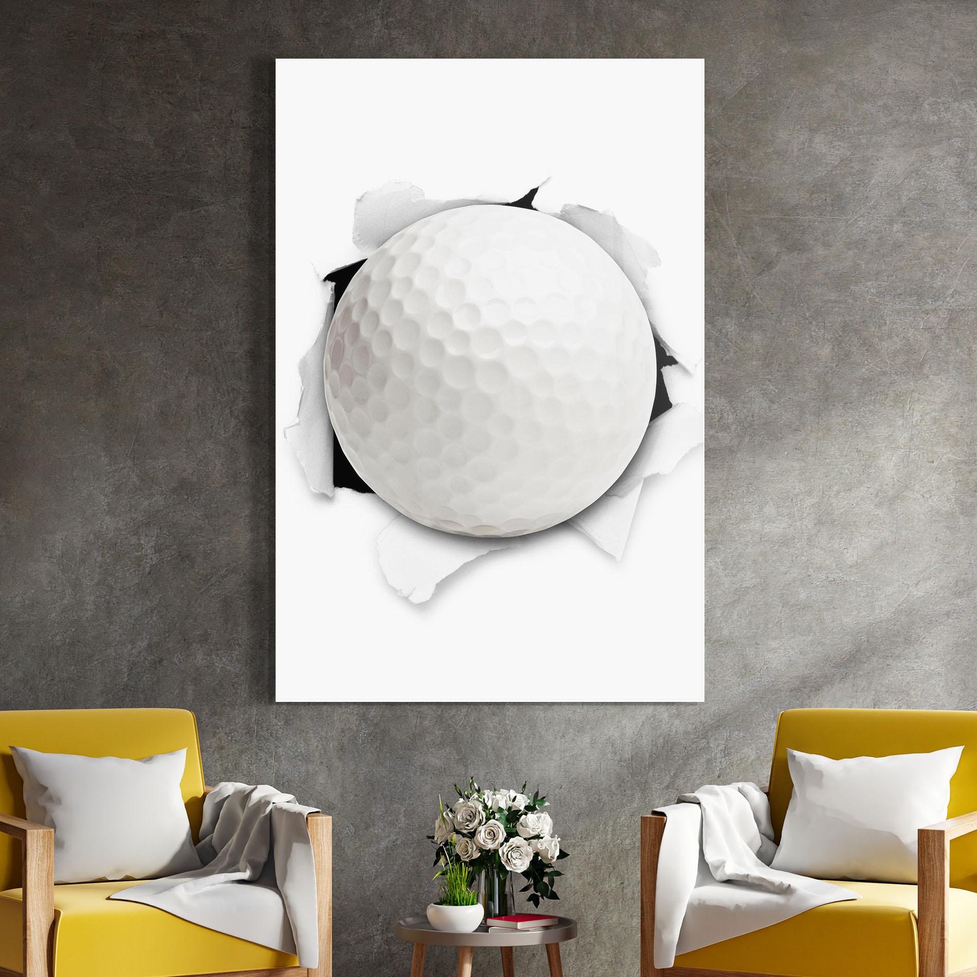 Tablou Sticla Golf Ball Bursting Hole mockup 4