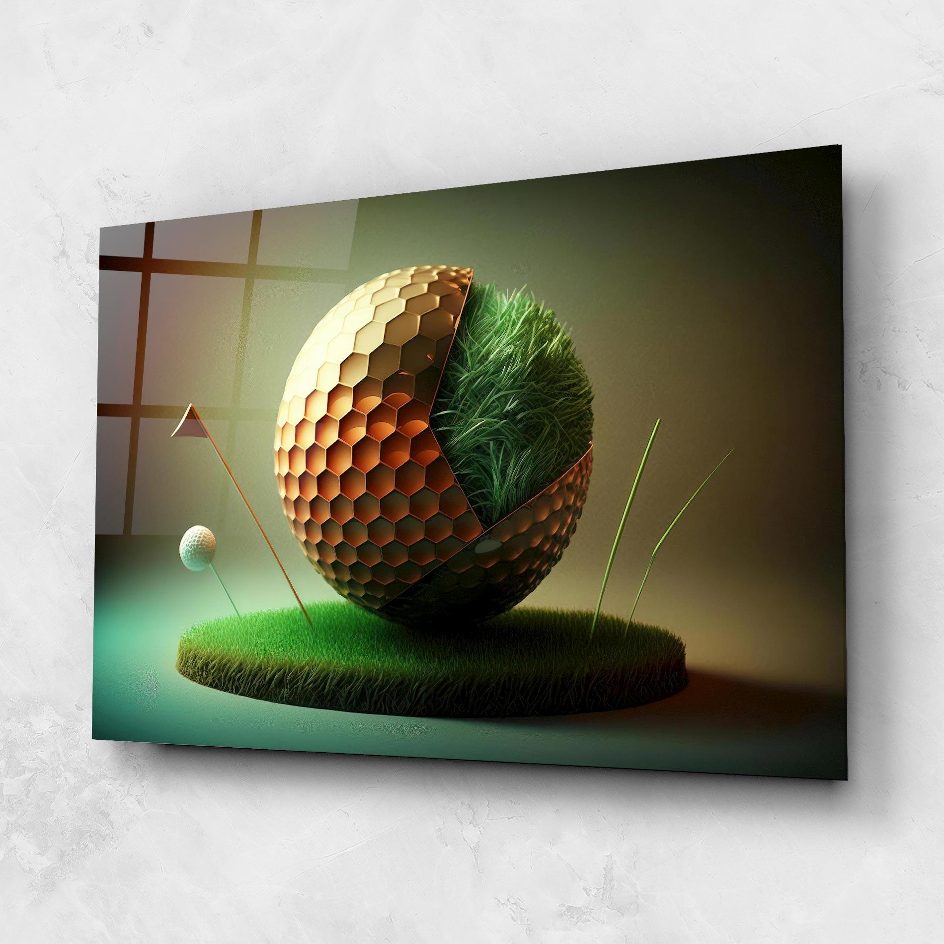 Tablou Sticla Golf Ball 3d Style mockup 1