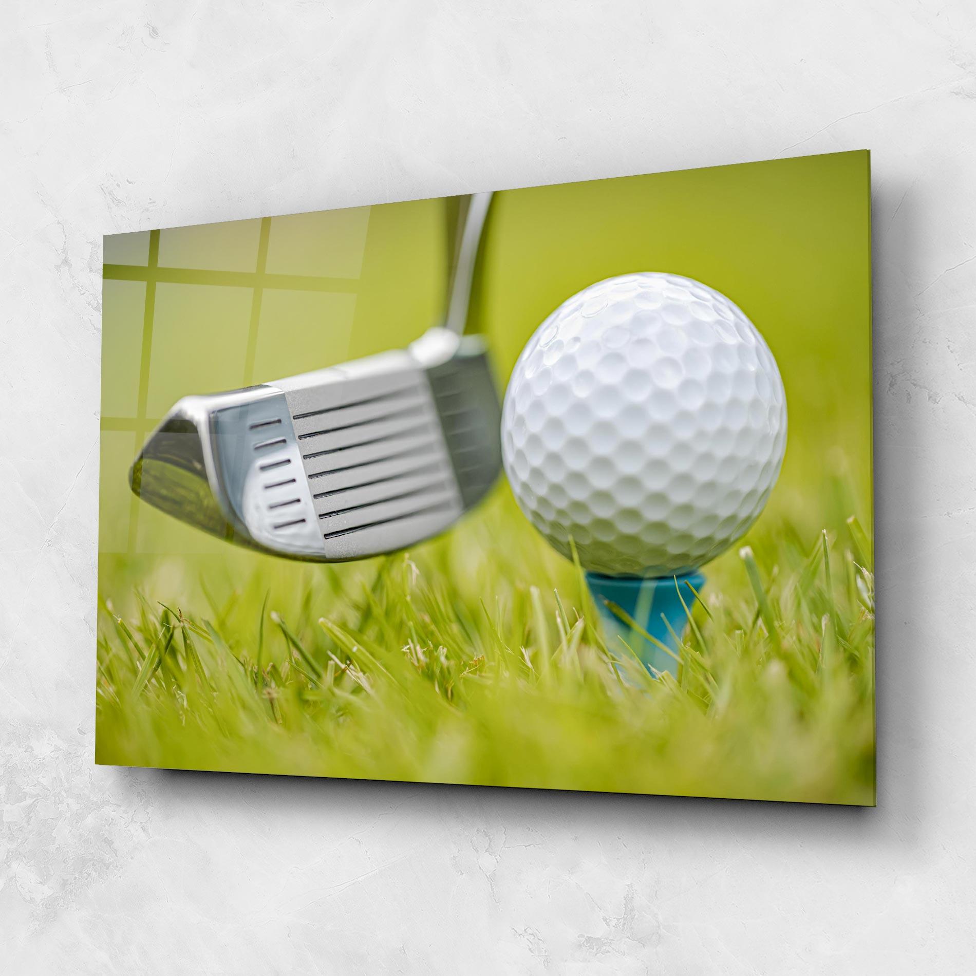 Tablou Sticla Golf Ball Grass mockup 1