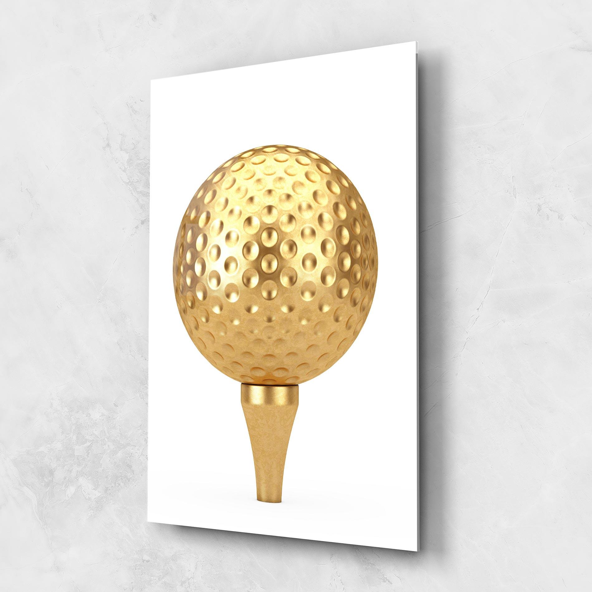 Tablou Sticla Golden Golf Ball mockup 1