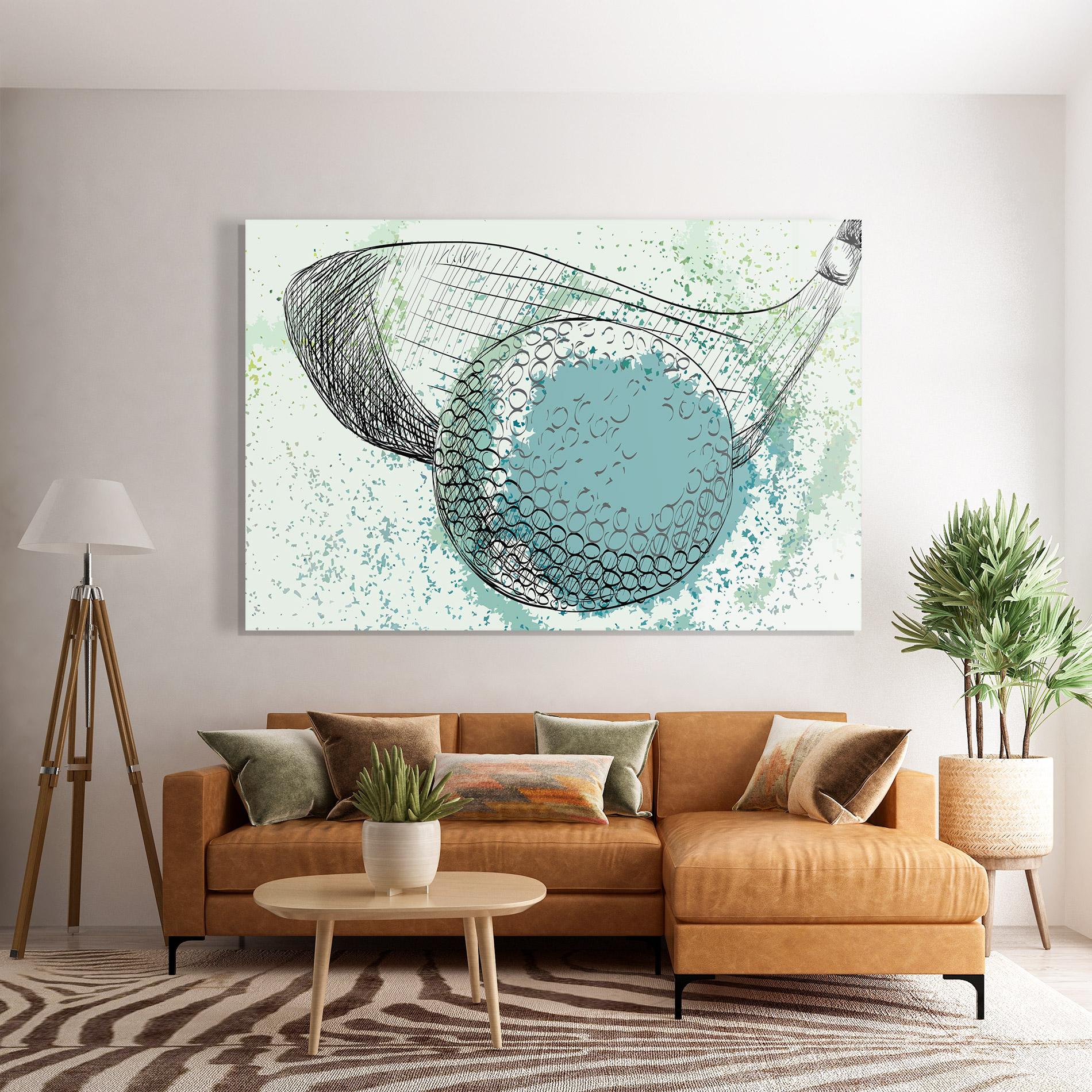 Tablou Sticla Blue Golf mockup 7