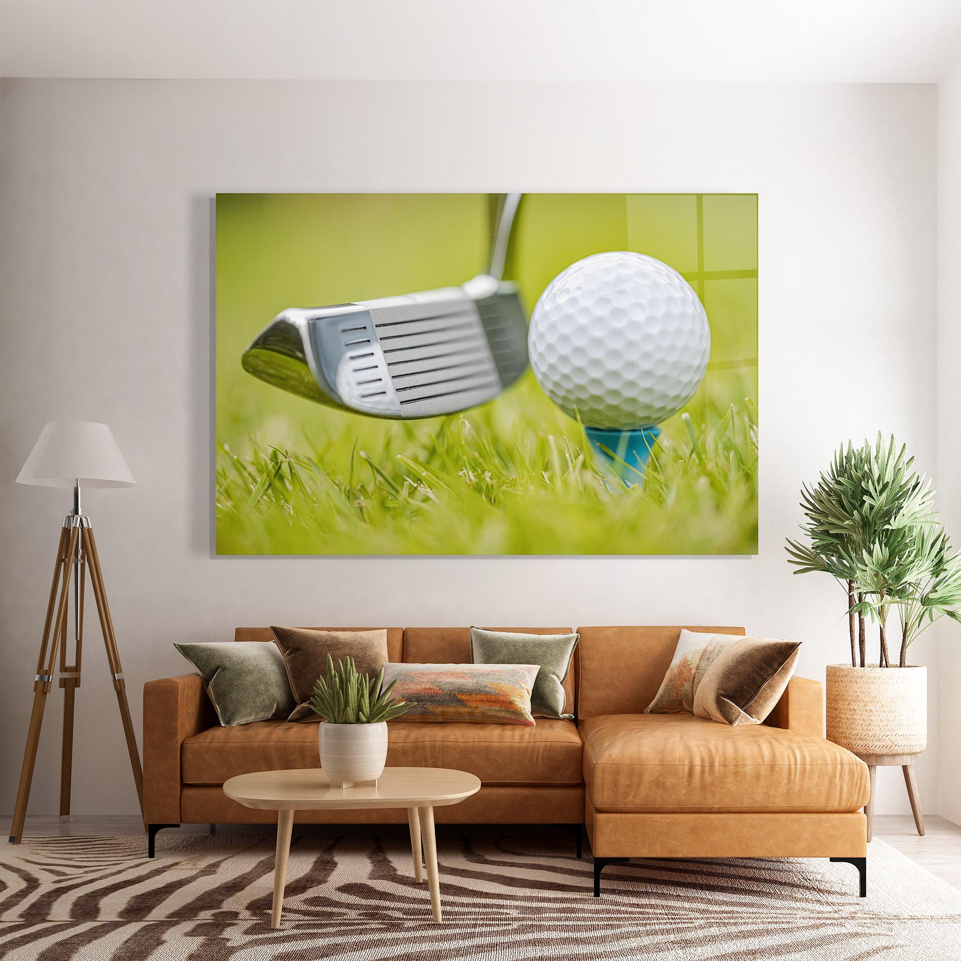 Tablou Sticla Golf Ball Grass mockup 7
