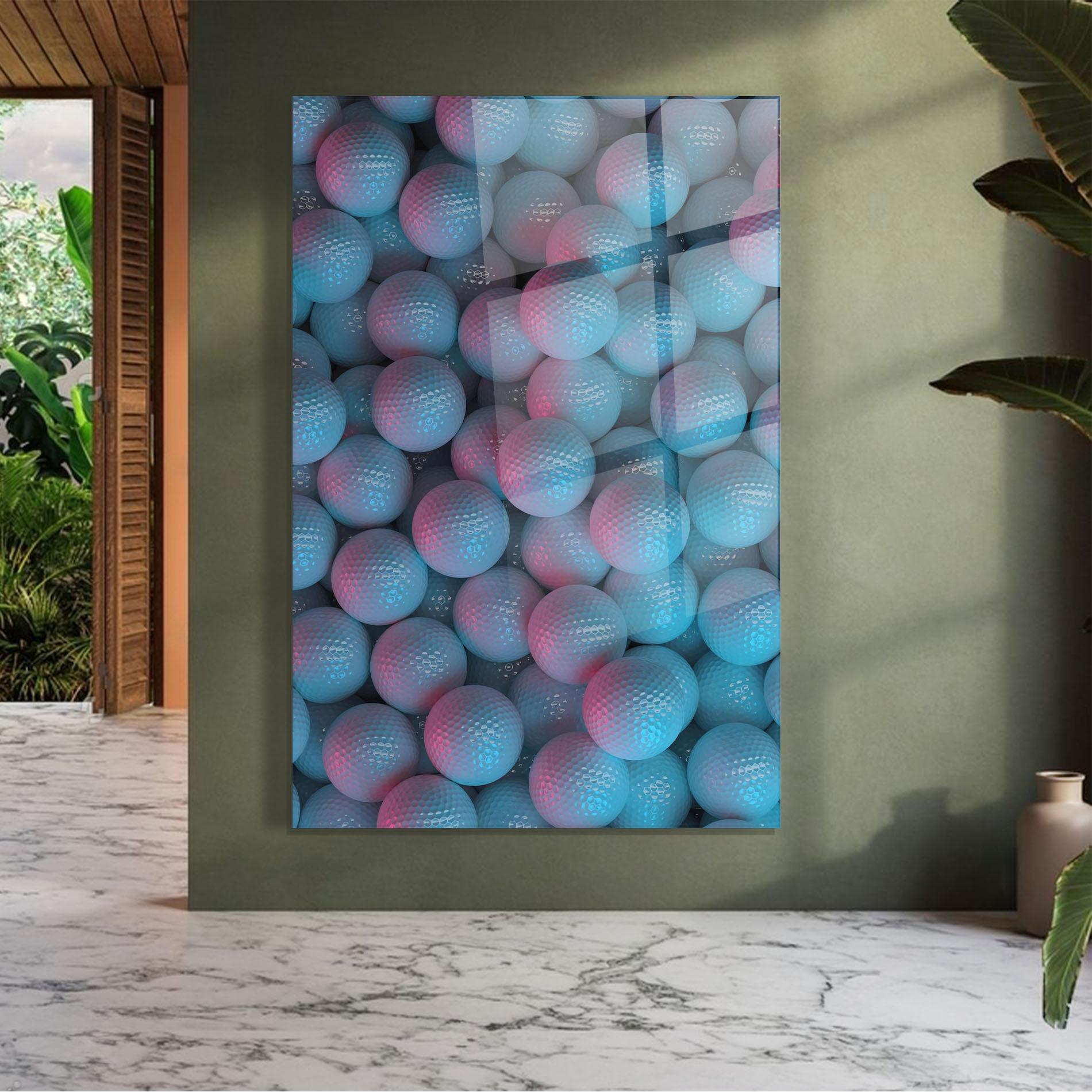 Tablou Sticla Blue Light Golf Ball mockup 7