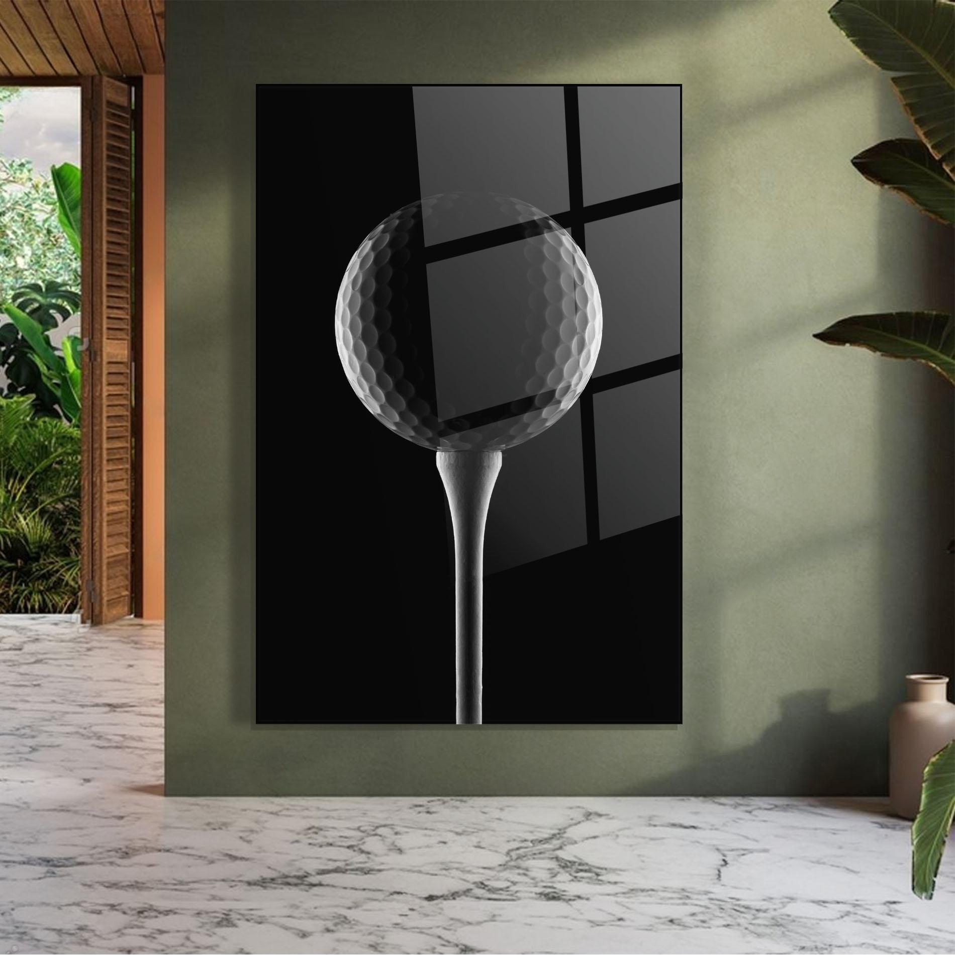 Tablou Sticla Golf Ball Black mockup 7