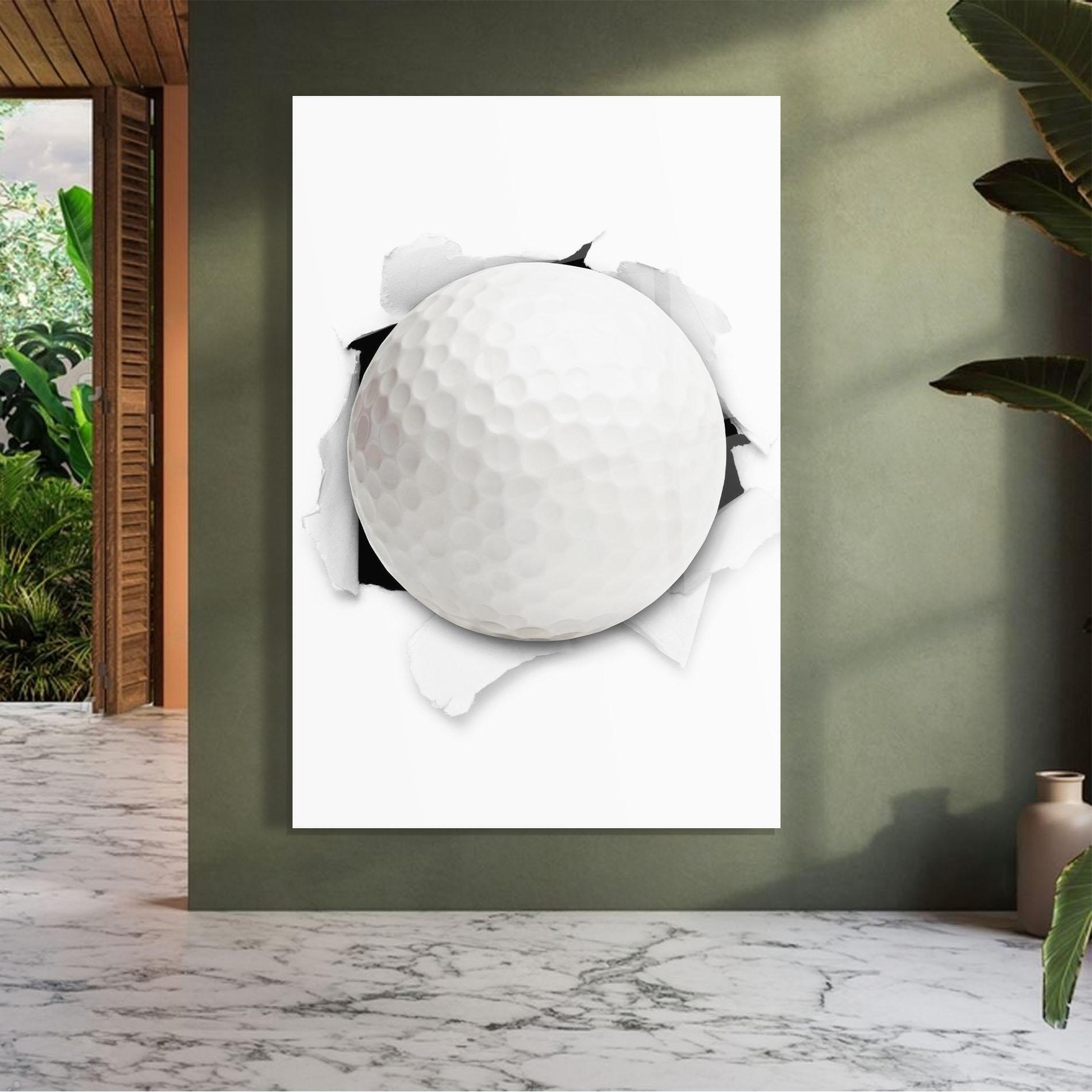 Tablou Sticla Golf Ball Bursting Hole mockup 7