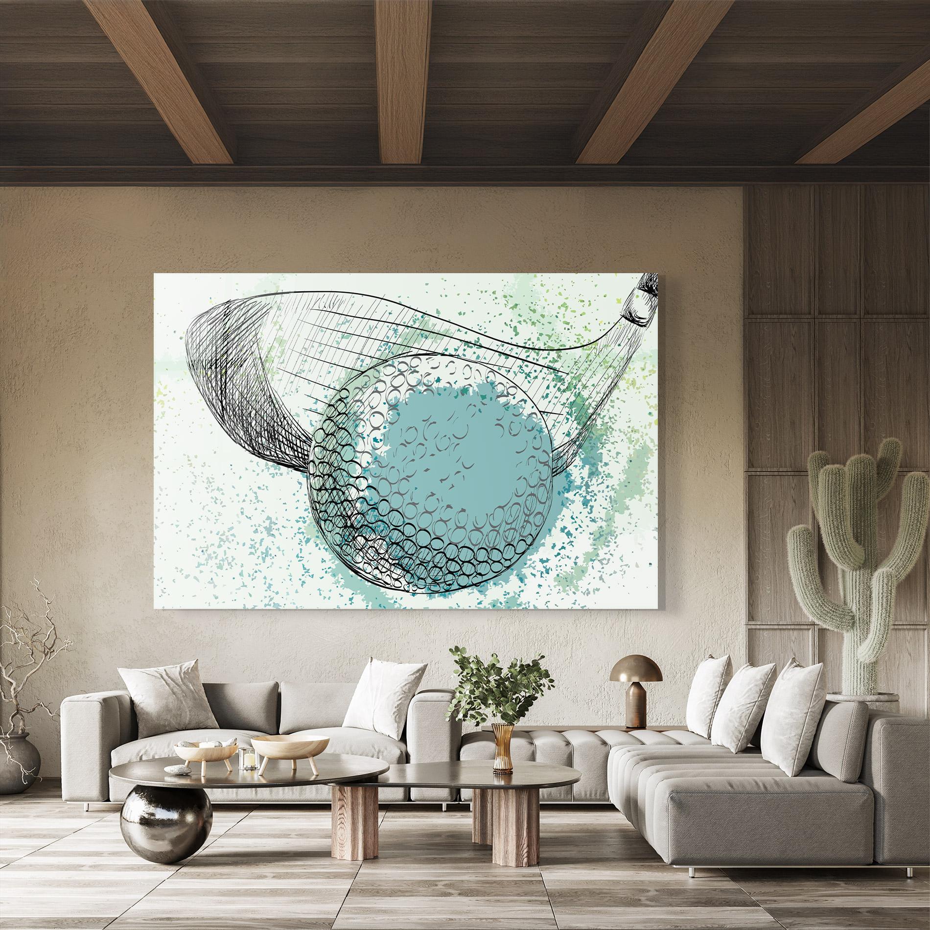 Tablou Sticla Blue Golf mockup 8