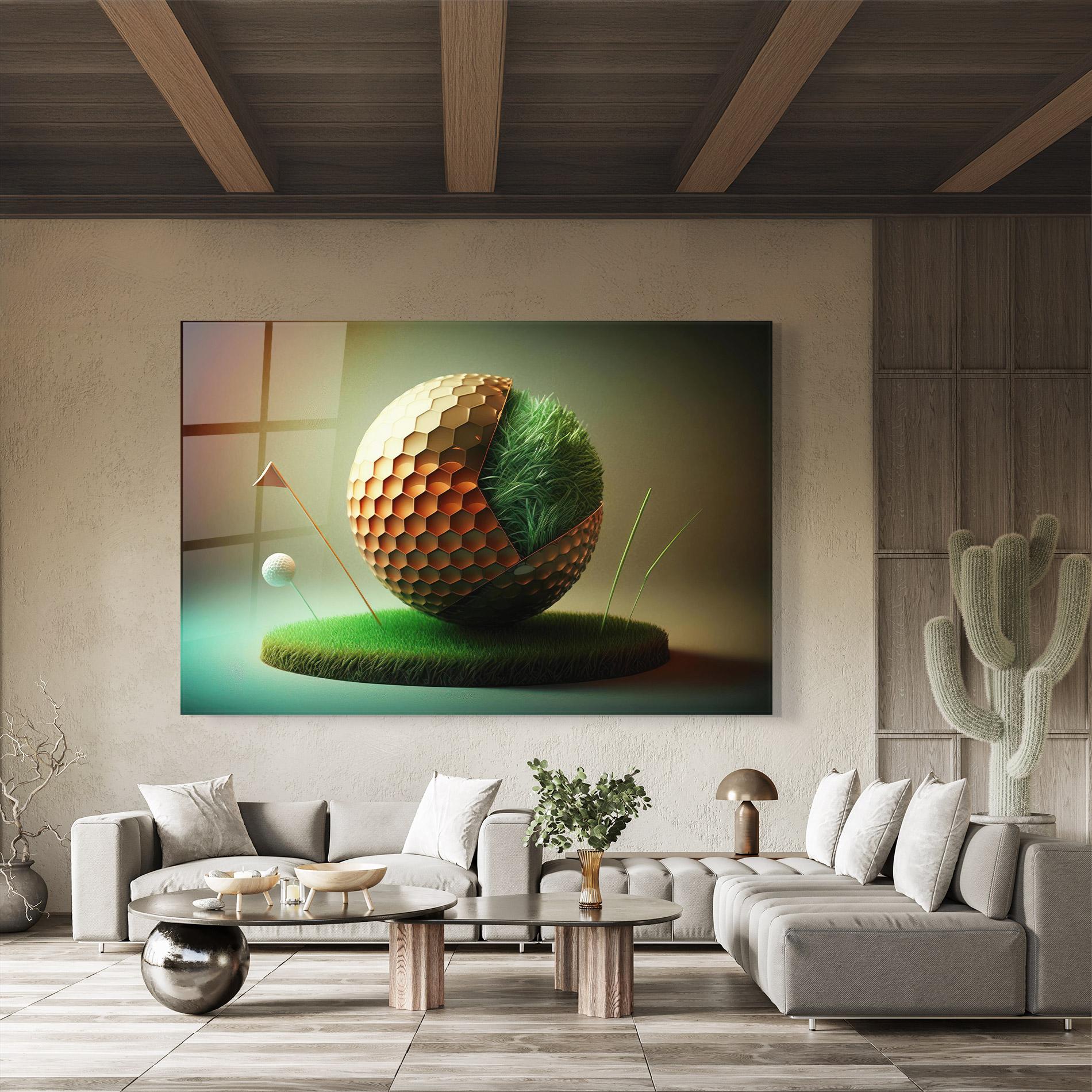 Tablou Sticla Golf Ball 3d Style mockup 8