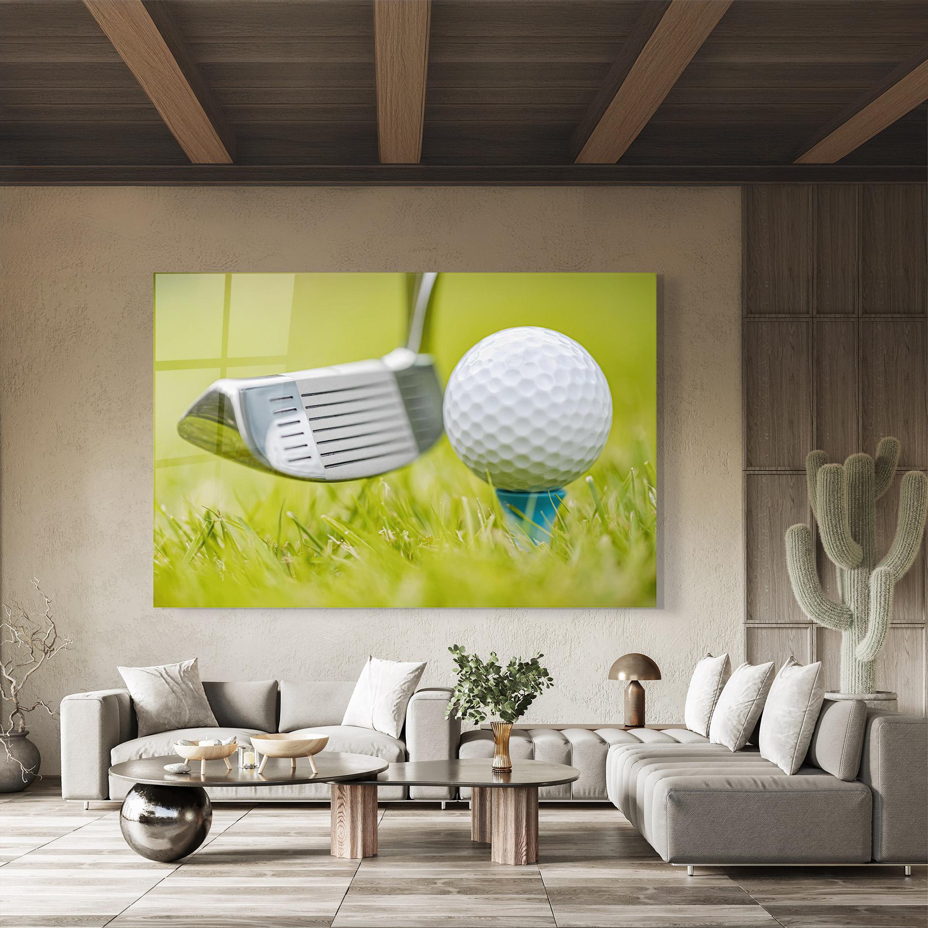 Tablou Sticla Golf Ball Grass mockup 8