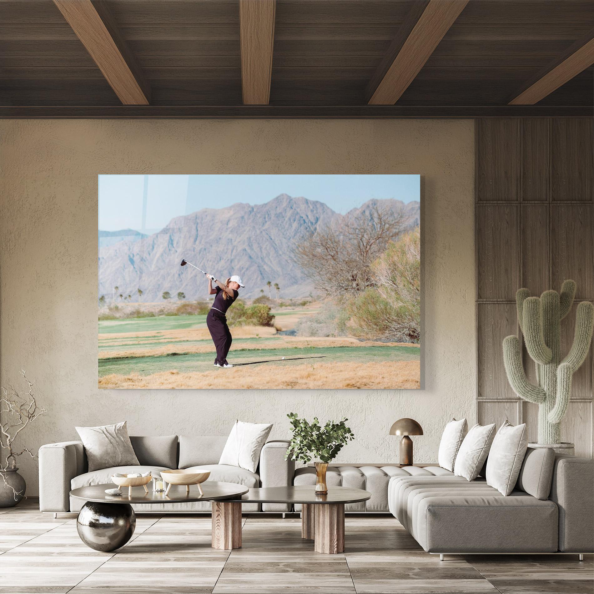 Tablou Sticla Golf Player Woman mockup 8