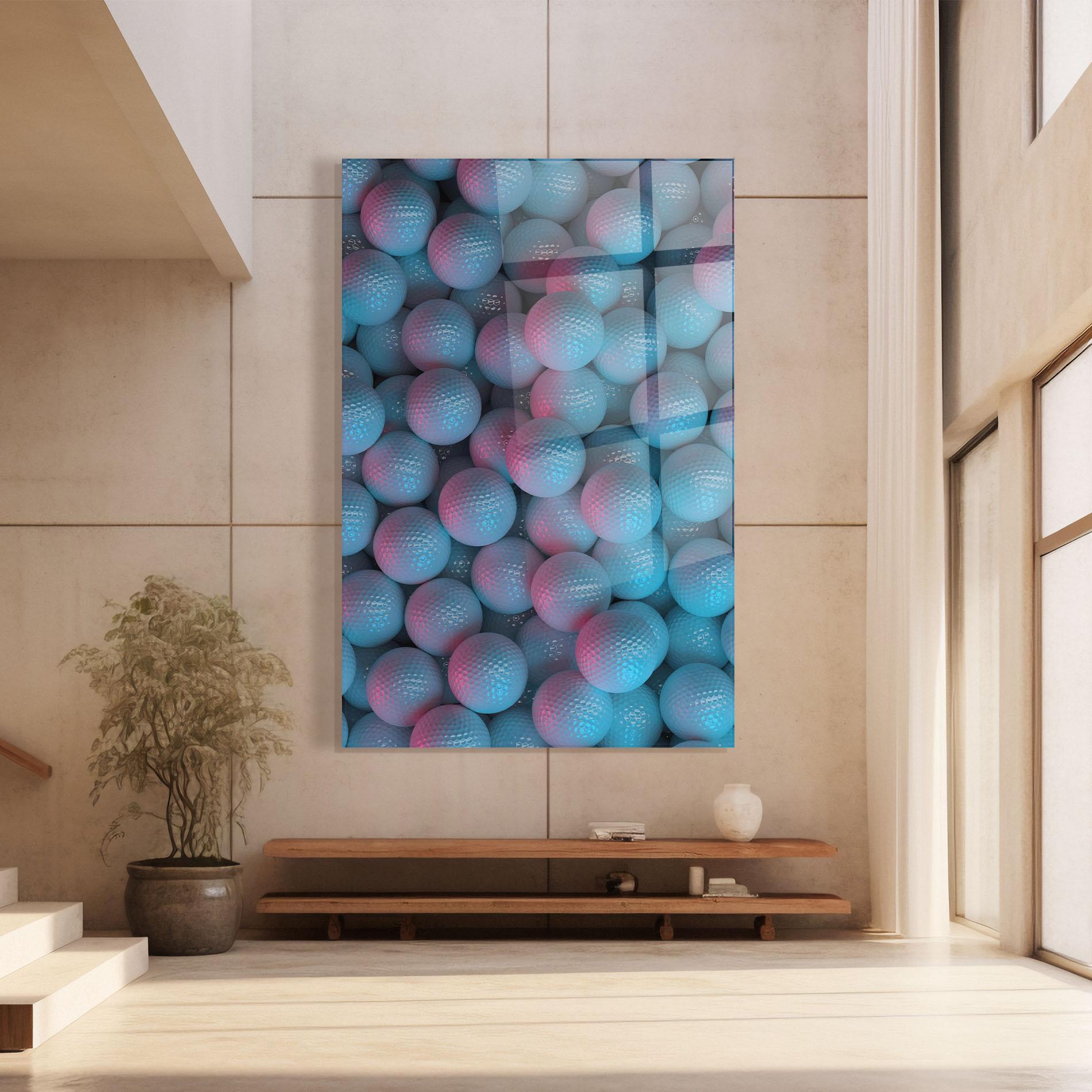 Tablou Sticla Blue Light Golf Ball mockup 8