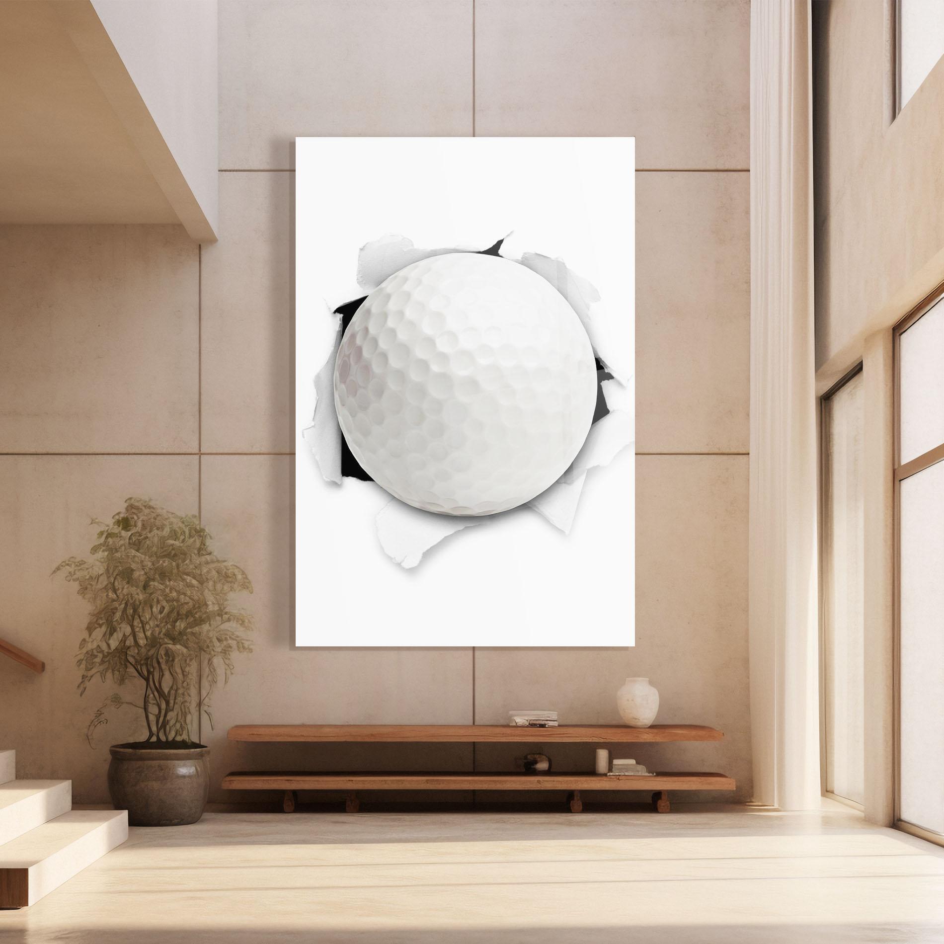 Tablou Sticla Golf Ball Bursting Hole mockup 8