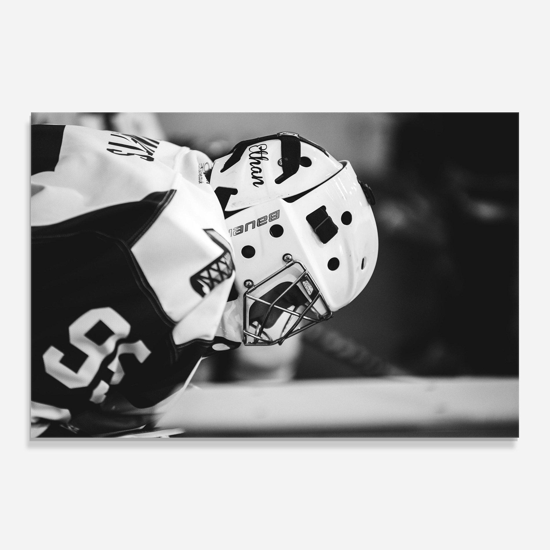 Tablou Sticla Black White Hockey mockup 0