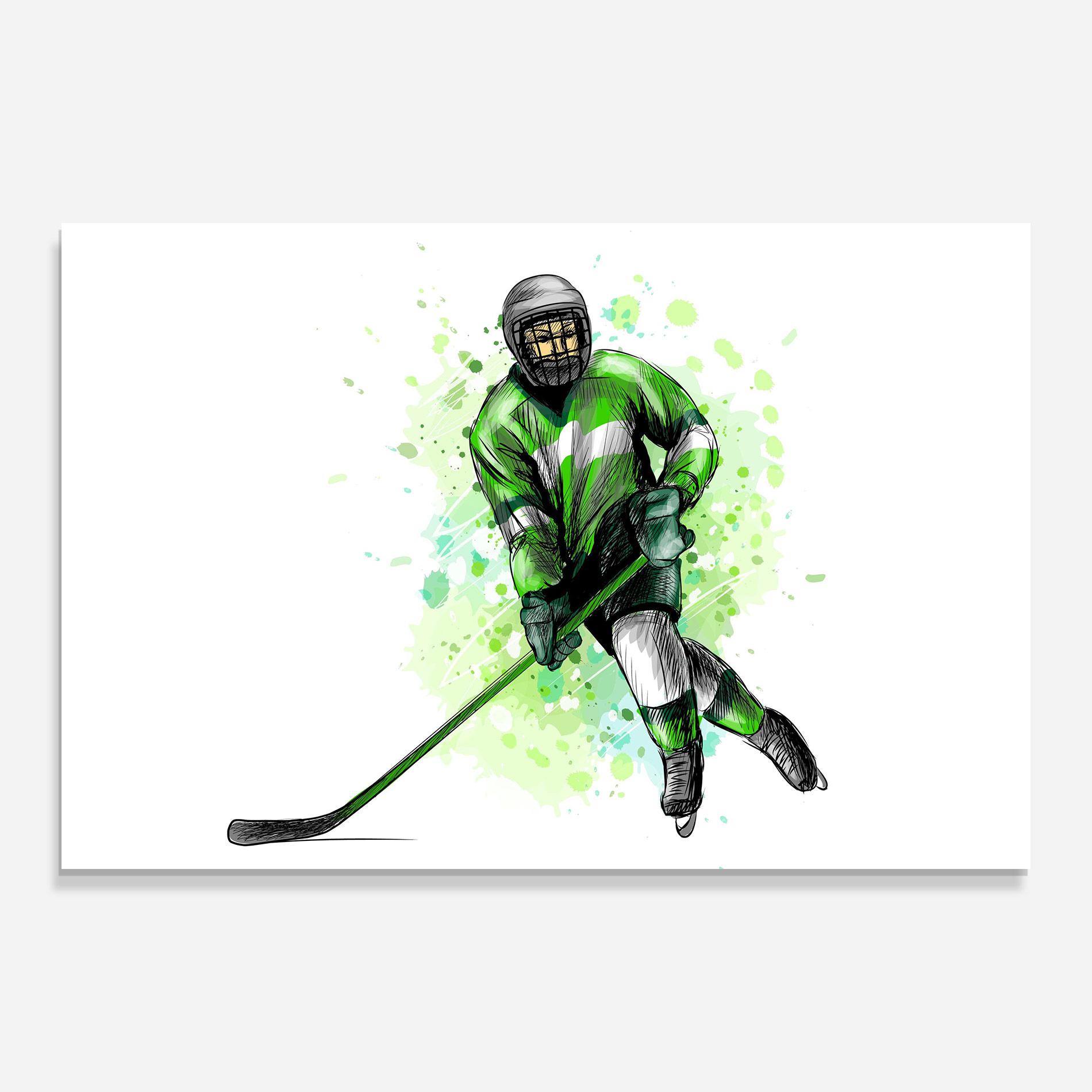 Tablou Sticla Green Hockey mockup 0