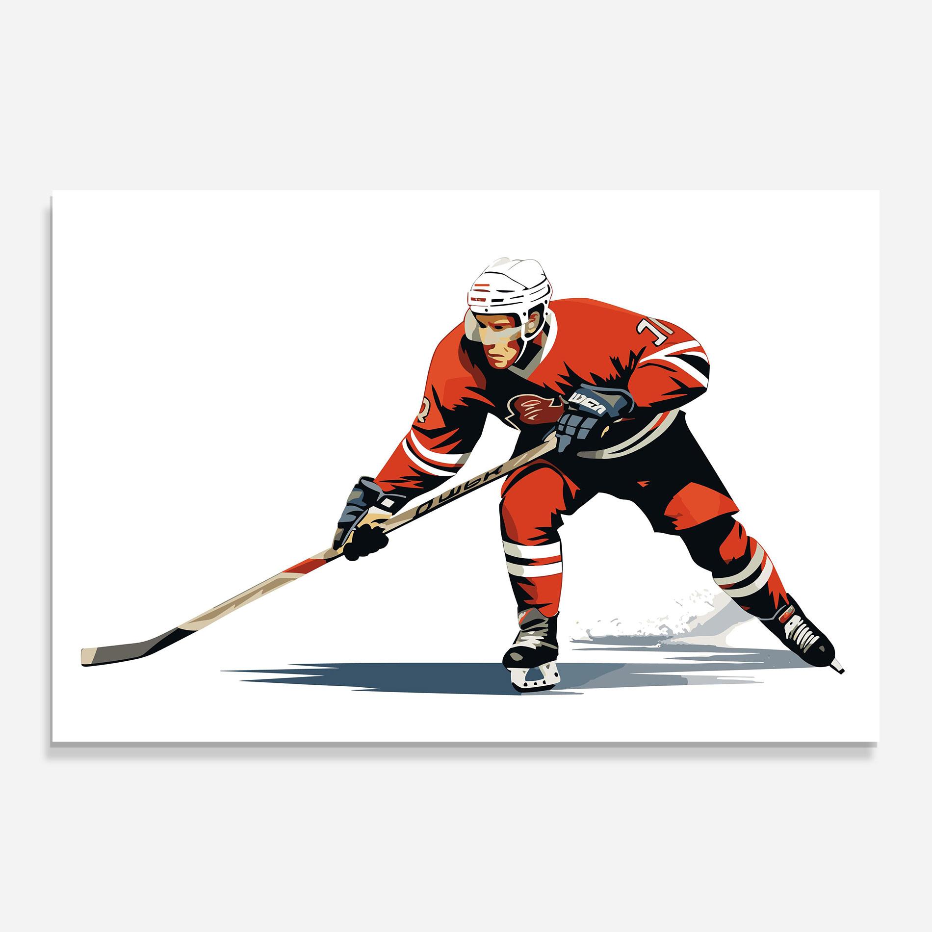 Tablou Sticla Hockey Orange Player mockup 0