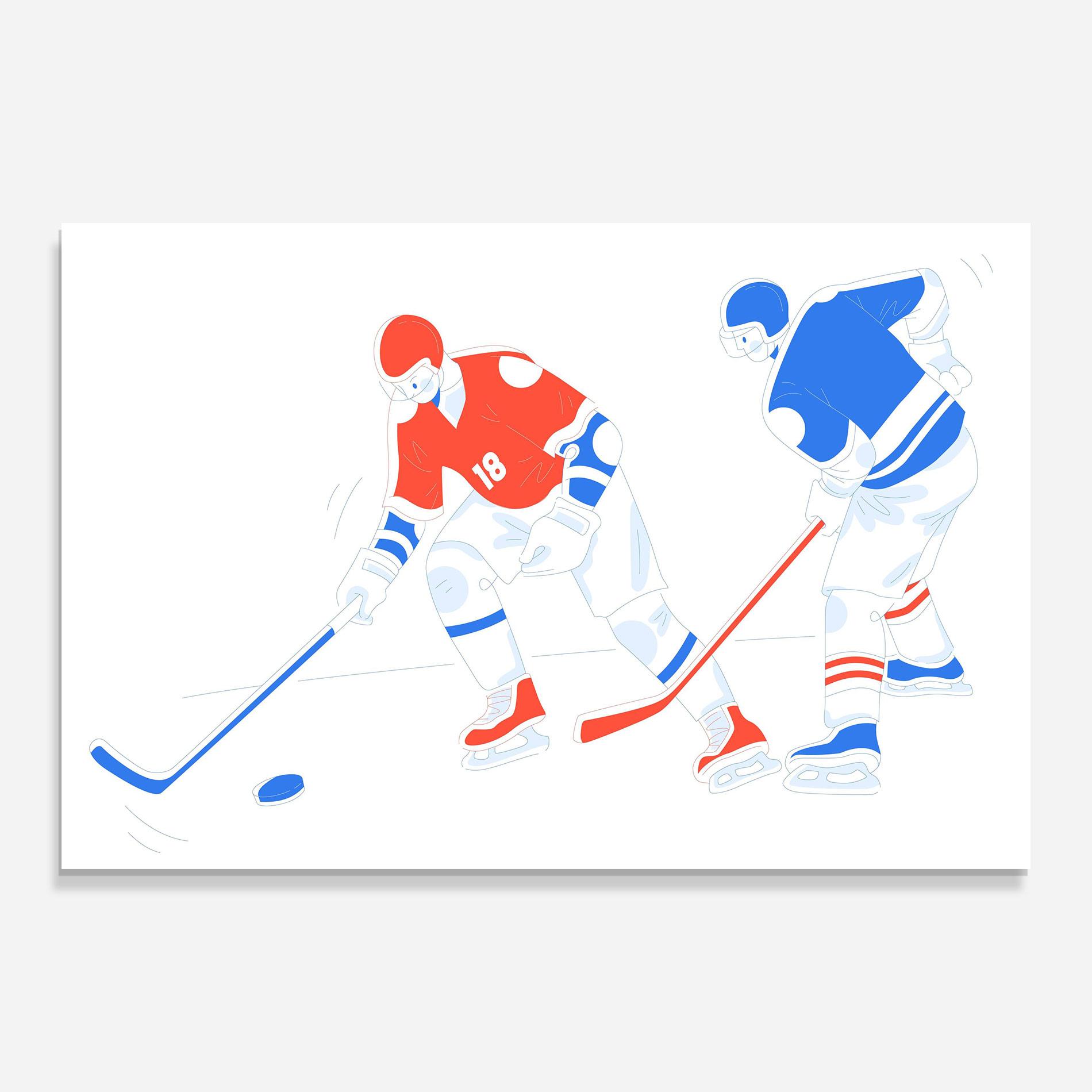 Tablou Sticla Orange Blue Hockey mockup 0