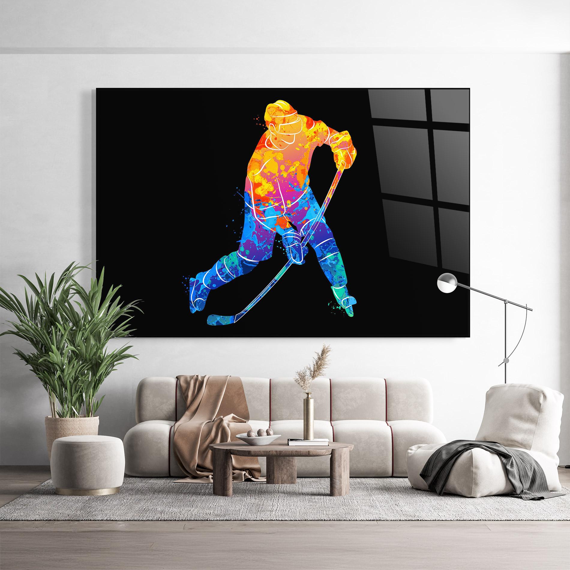 Tablou Sticla Color Mix Hockey mockup 9