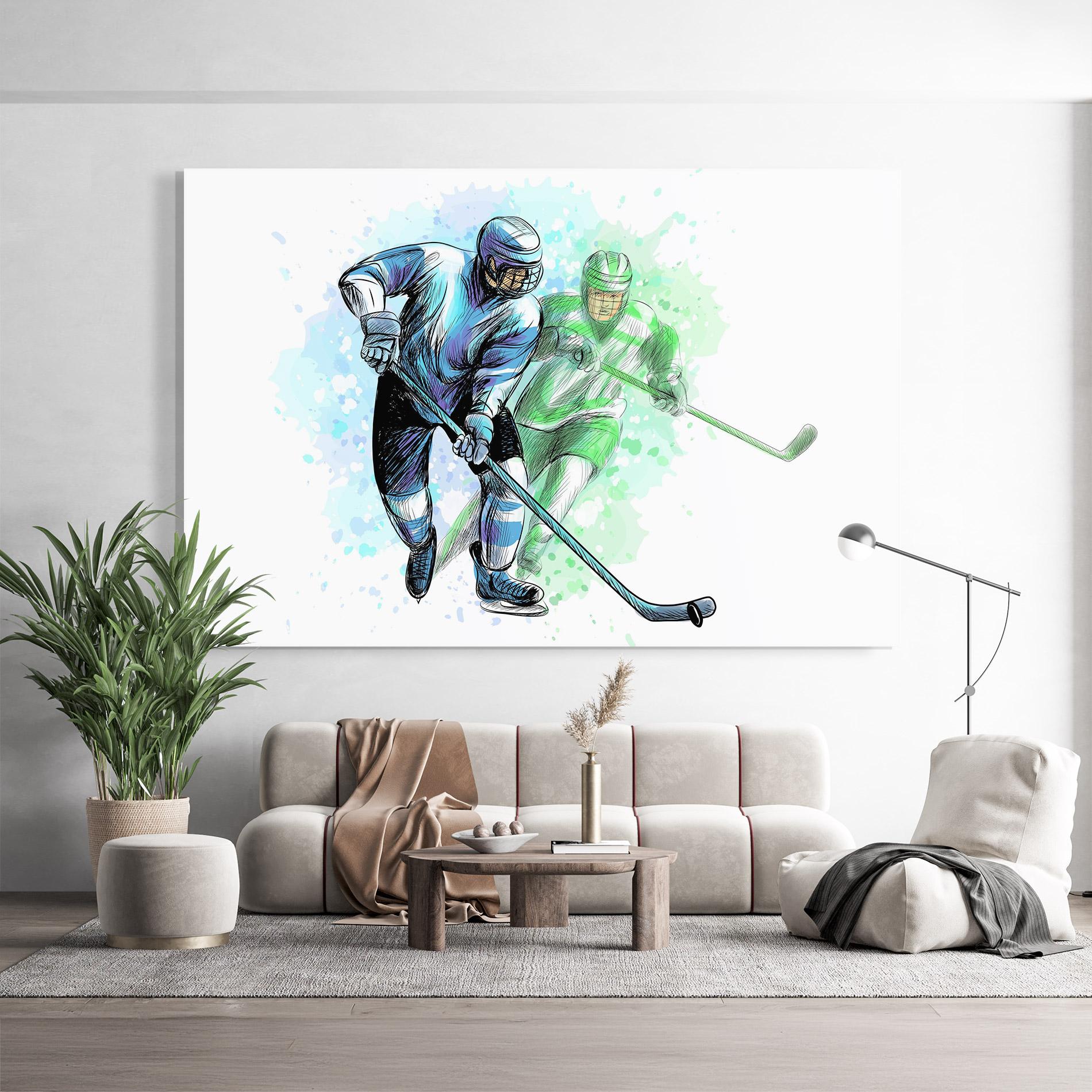 Tablou Sticla Green Blue Hockey mockup 9