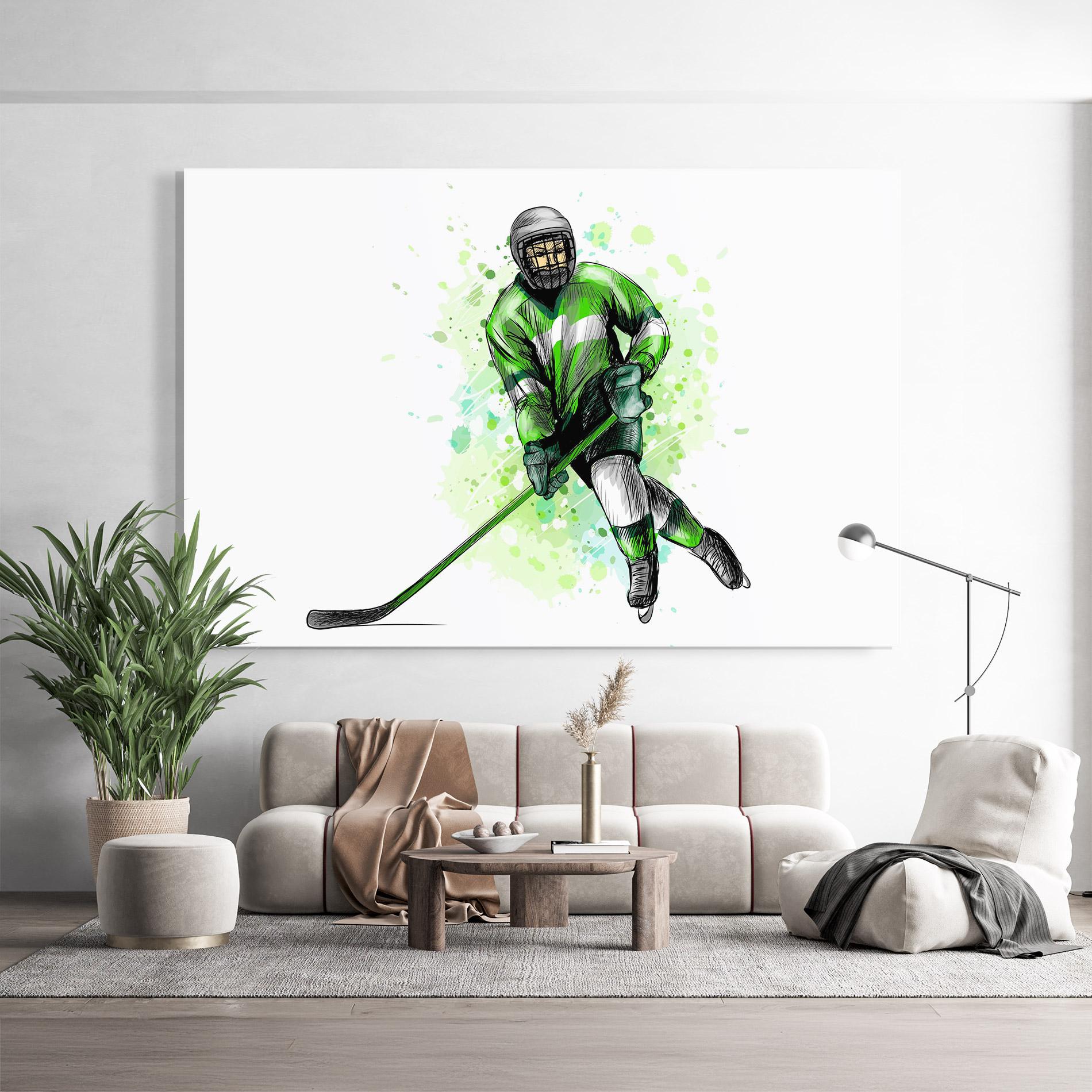 Tablou Sticla Green Hockey mockup 9