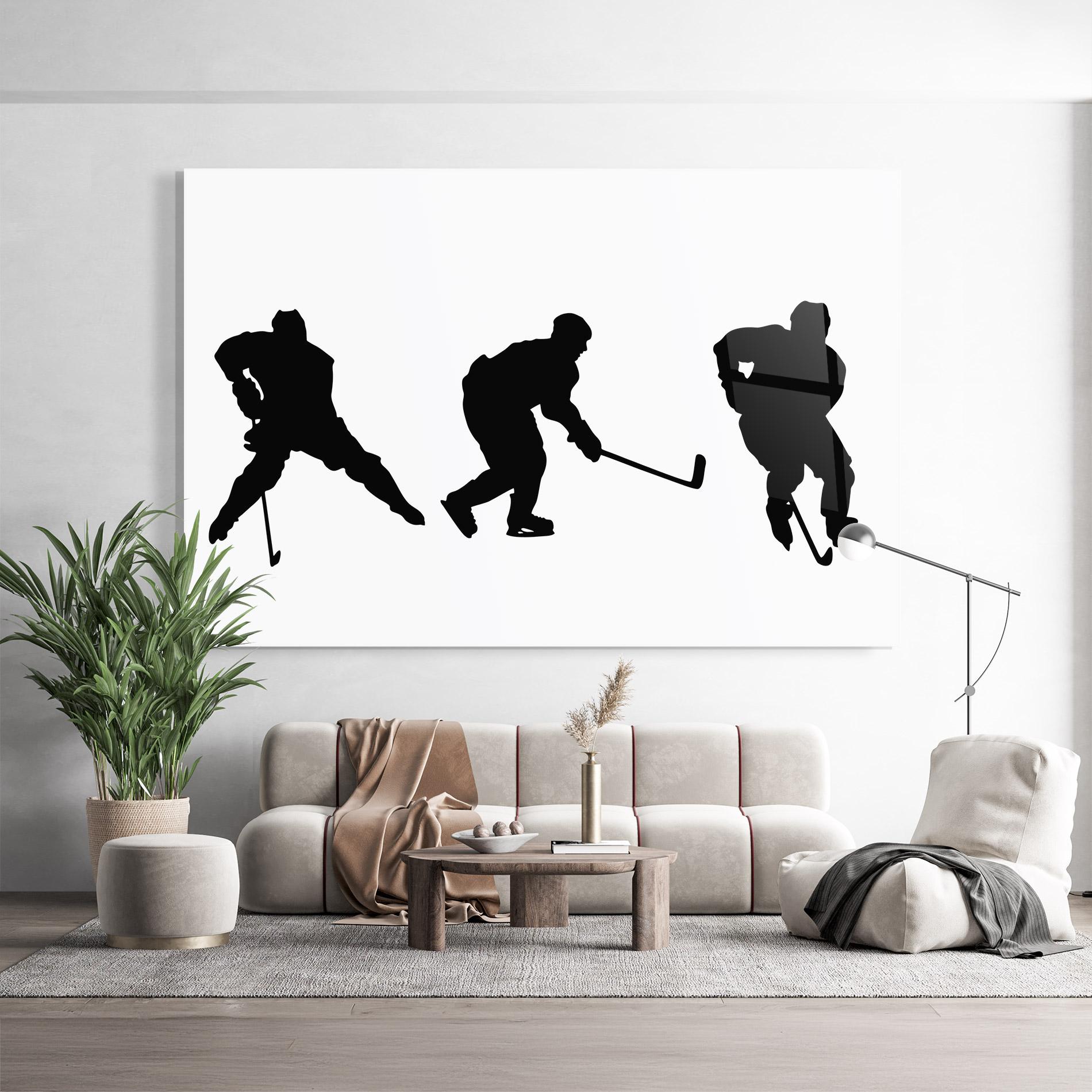 Tablou Sticla Hockey Pose mockup 9
