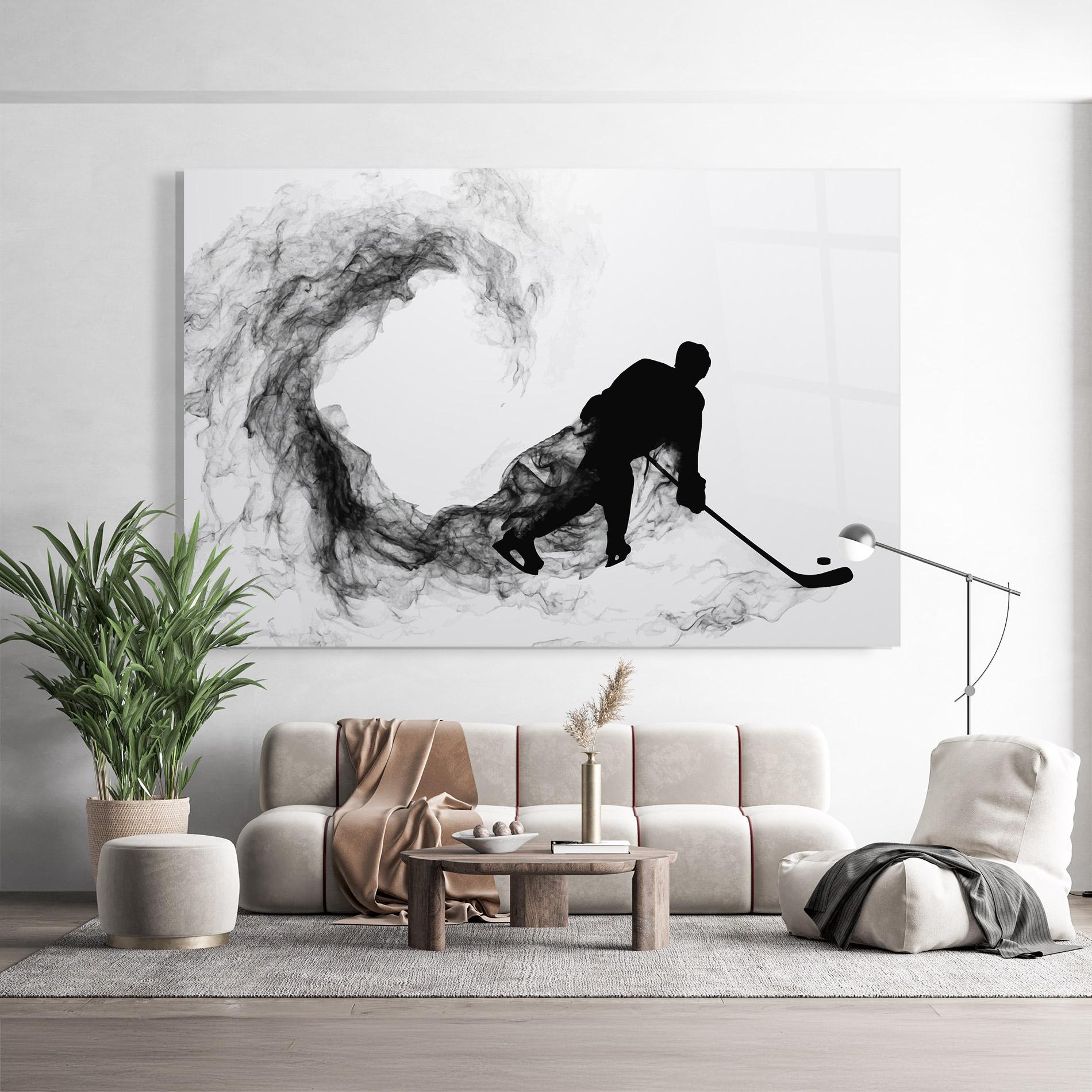 Tablou Sticla Hockey Smoke mockup 9