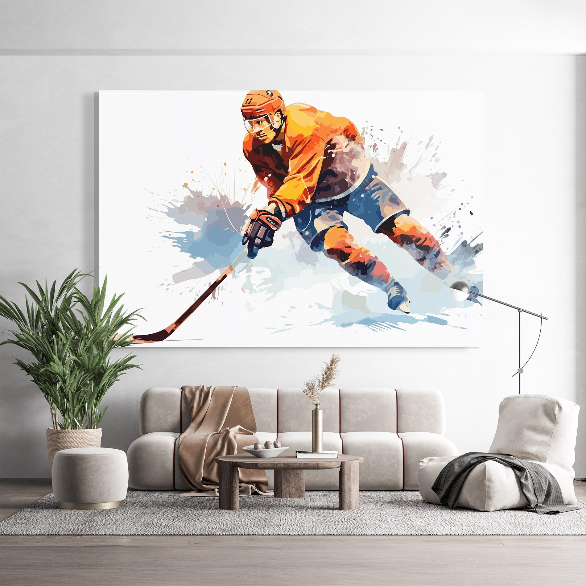 Tablou Sticla Orange Hockey mockup 9