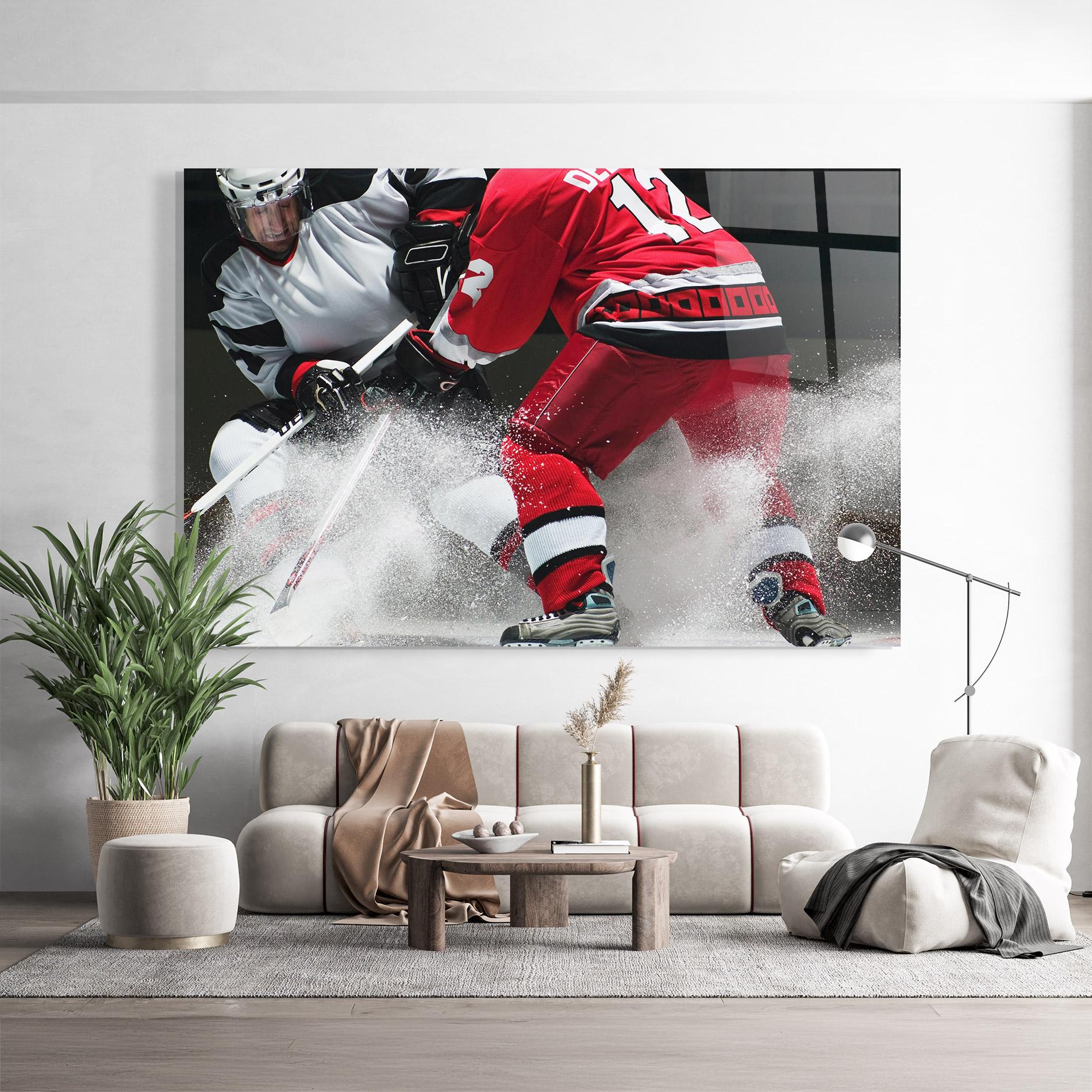 Tablou Sticla Red Hokey Player mockup 9