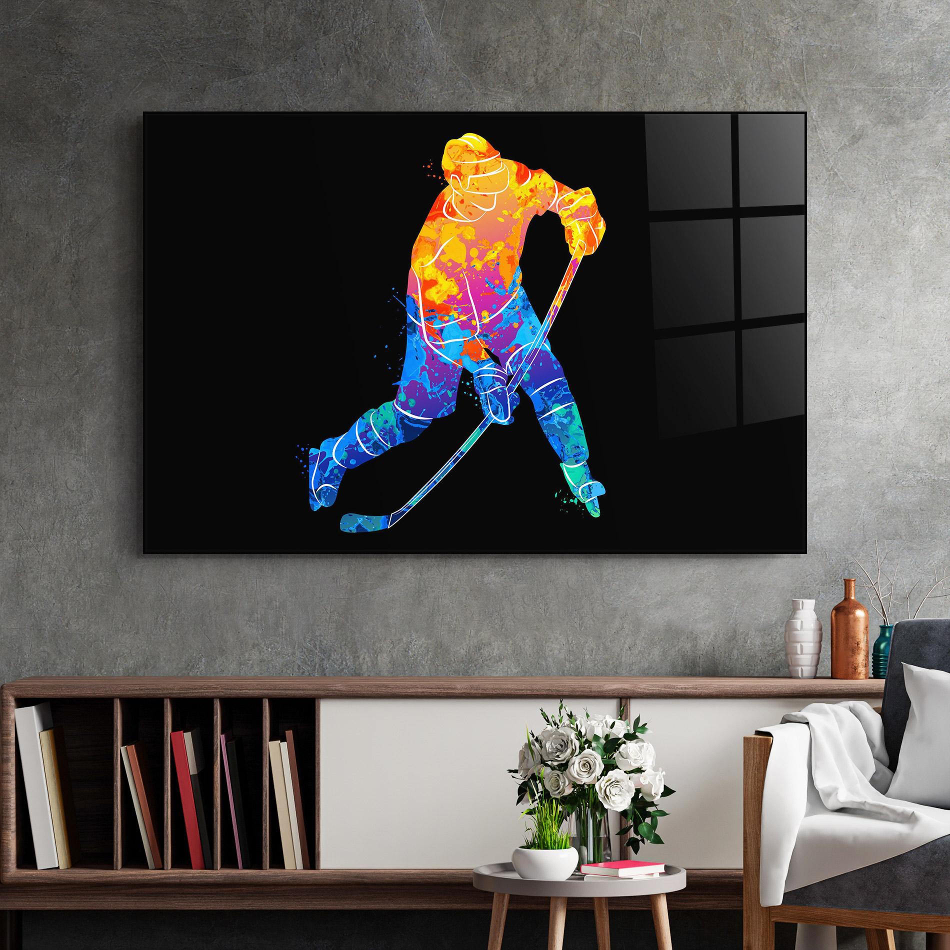 Tablou Sticla Color Mix Hockey mockup 2