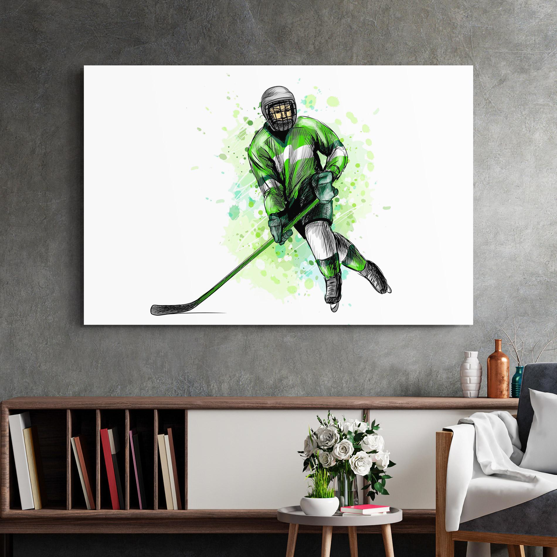 Tablou Sticla Green Hockey mockup 2