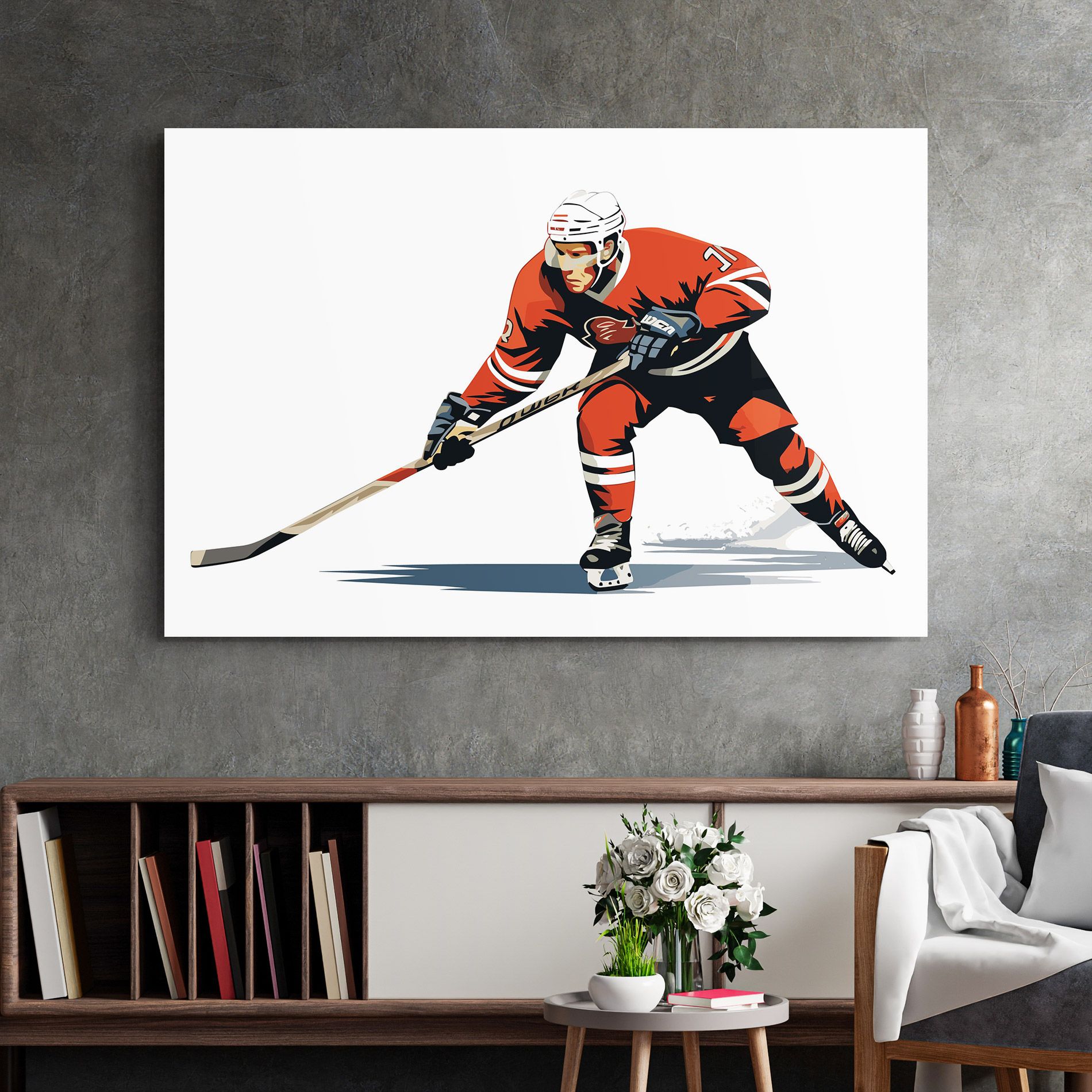 Hockey Orange Player mockup 2