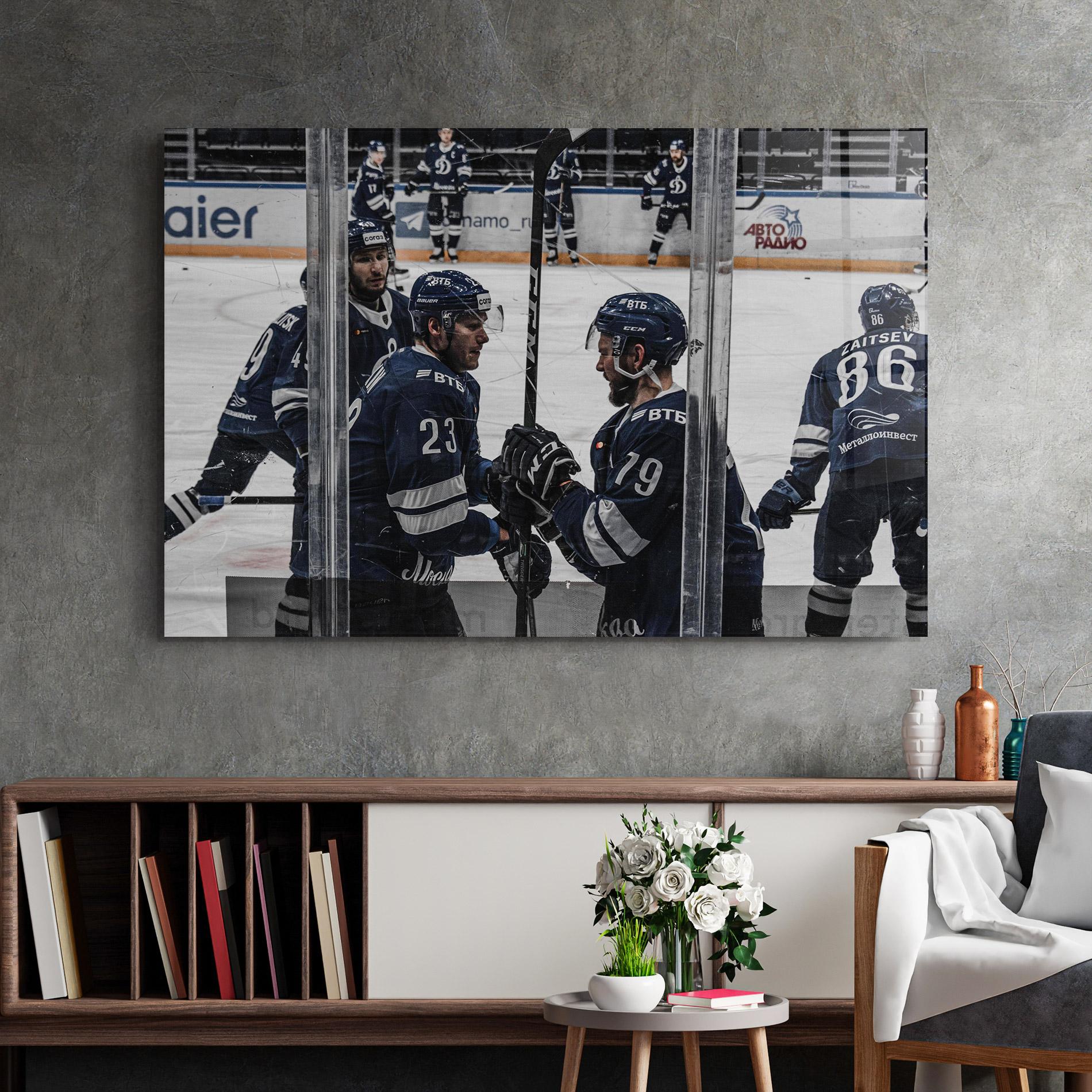 Tablou Sticla Hockey Players mockup 2