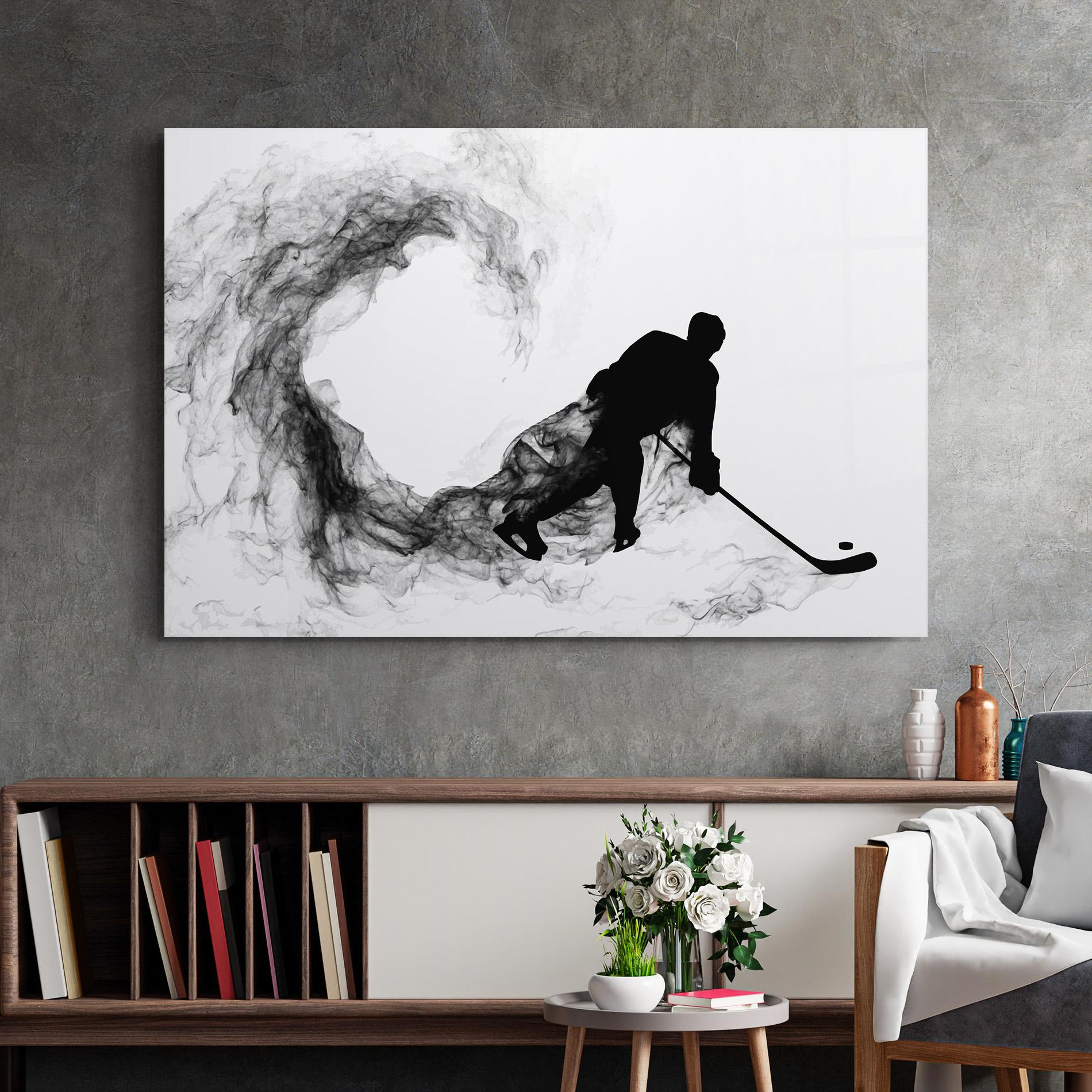 Tablou Sticla Hockey Smoke mockup 2