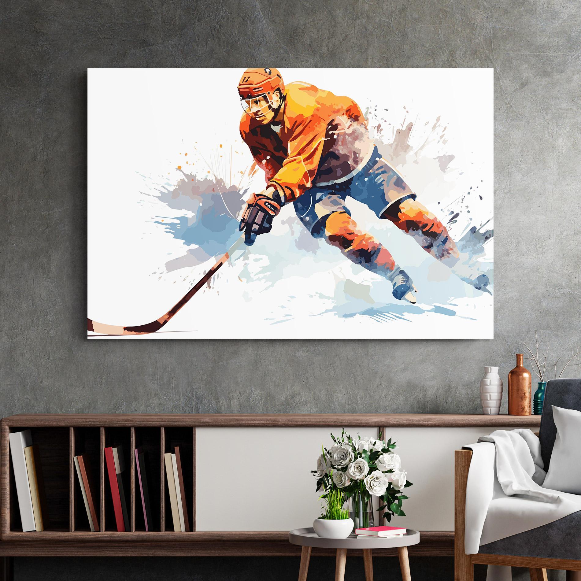 Tablou Sticla Orange Hockey mockup 2