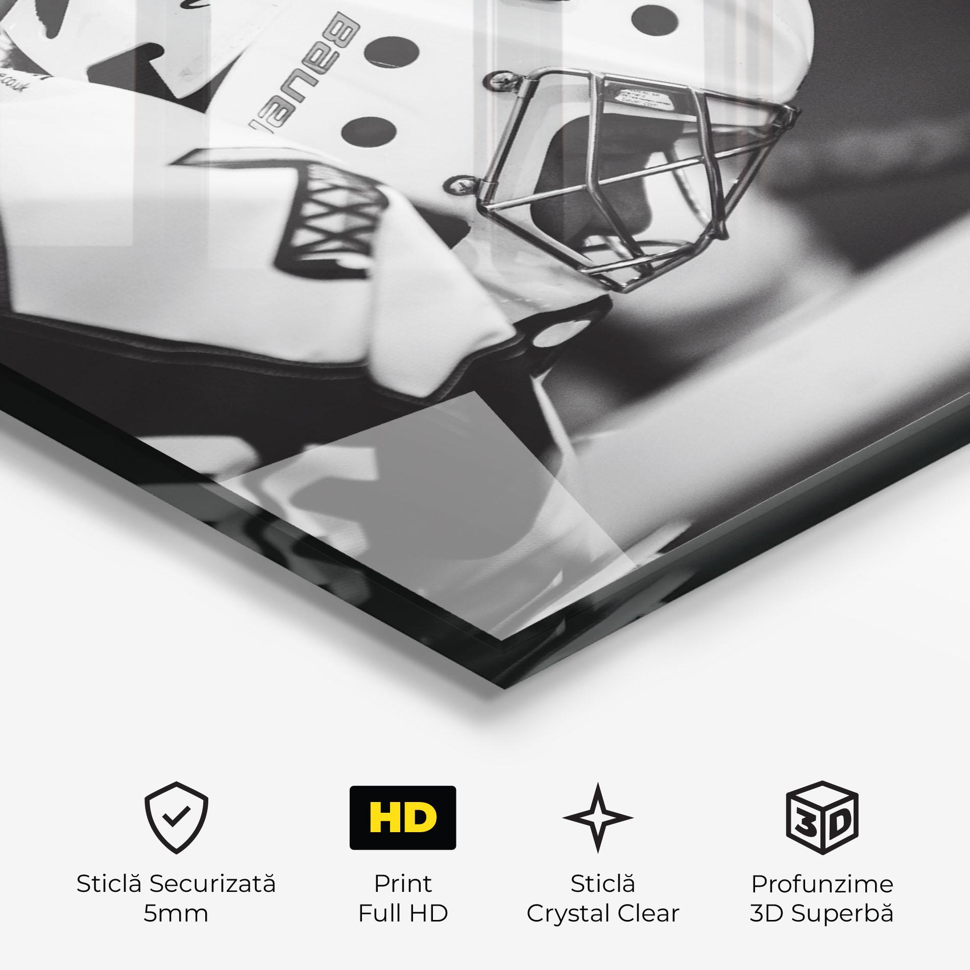 Tablou Sticla Black White Hockey mockup 3