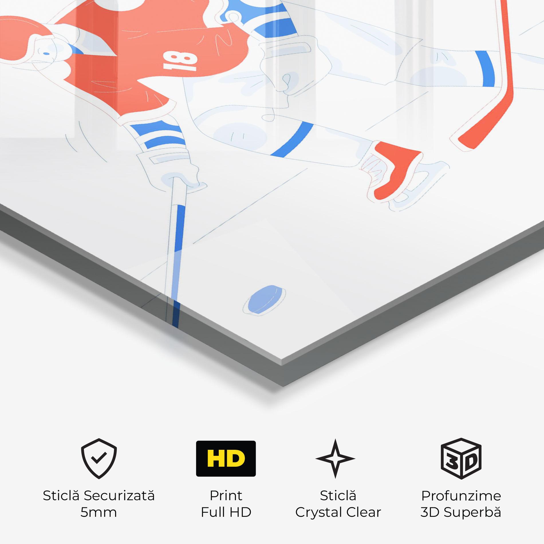 Tablou Sticla Orange Blue Hockey mockup 3