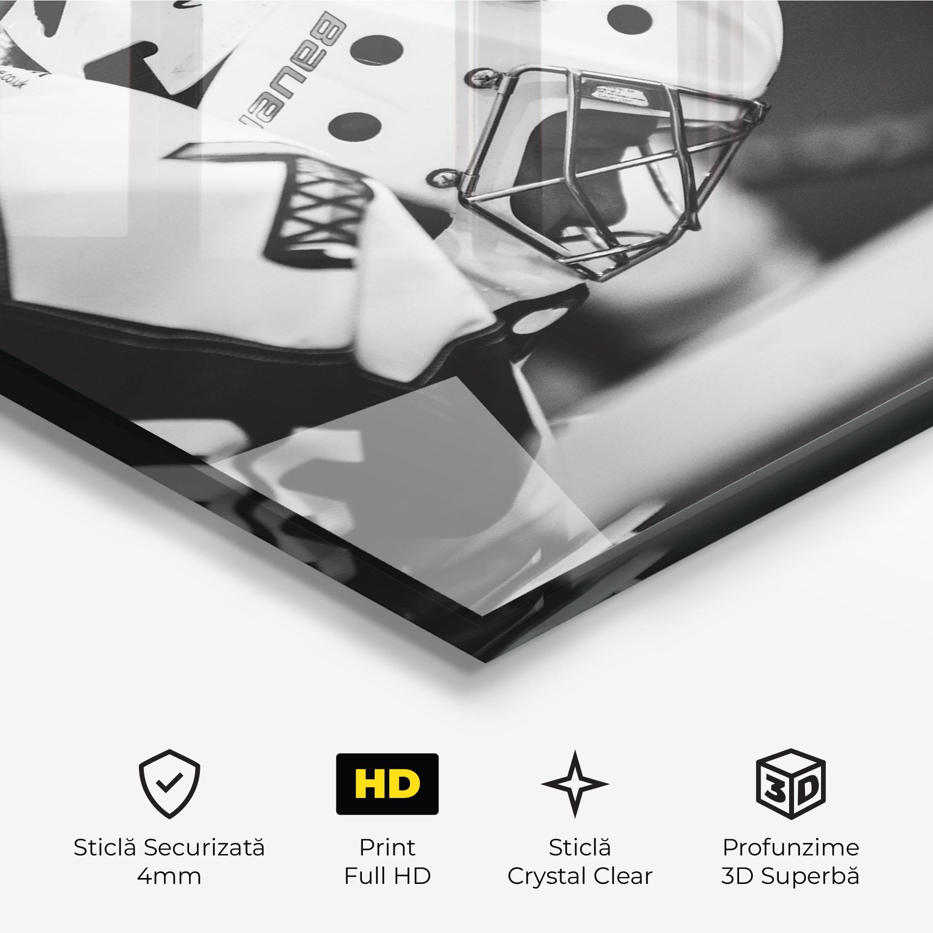 Tablou Sticla Black White Hockey mockup 3