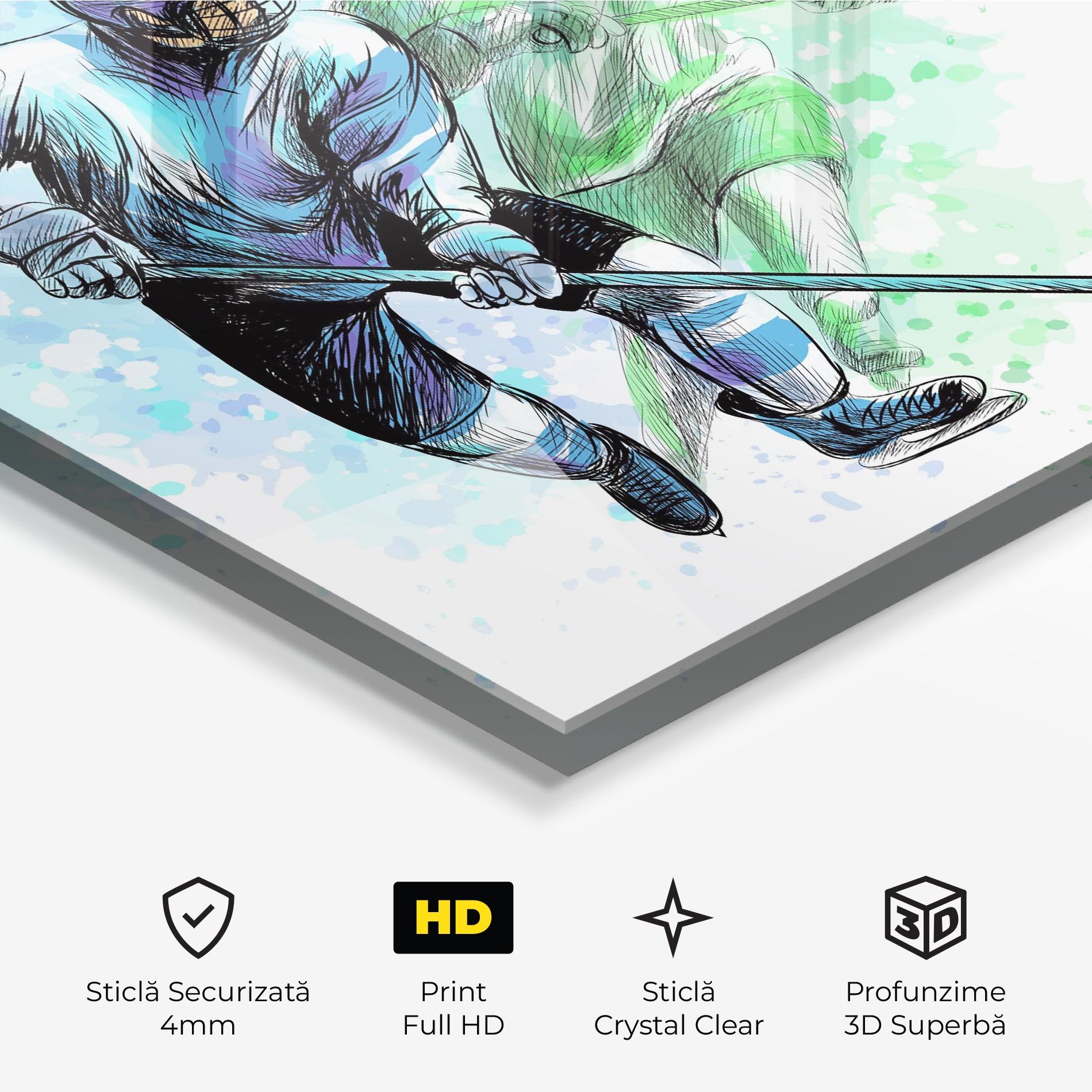 Tablou Sticla Green Blue Hockey mockup 3