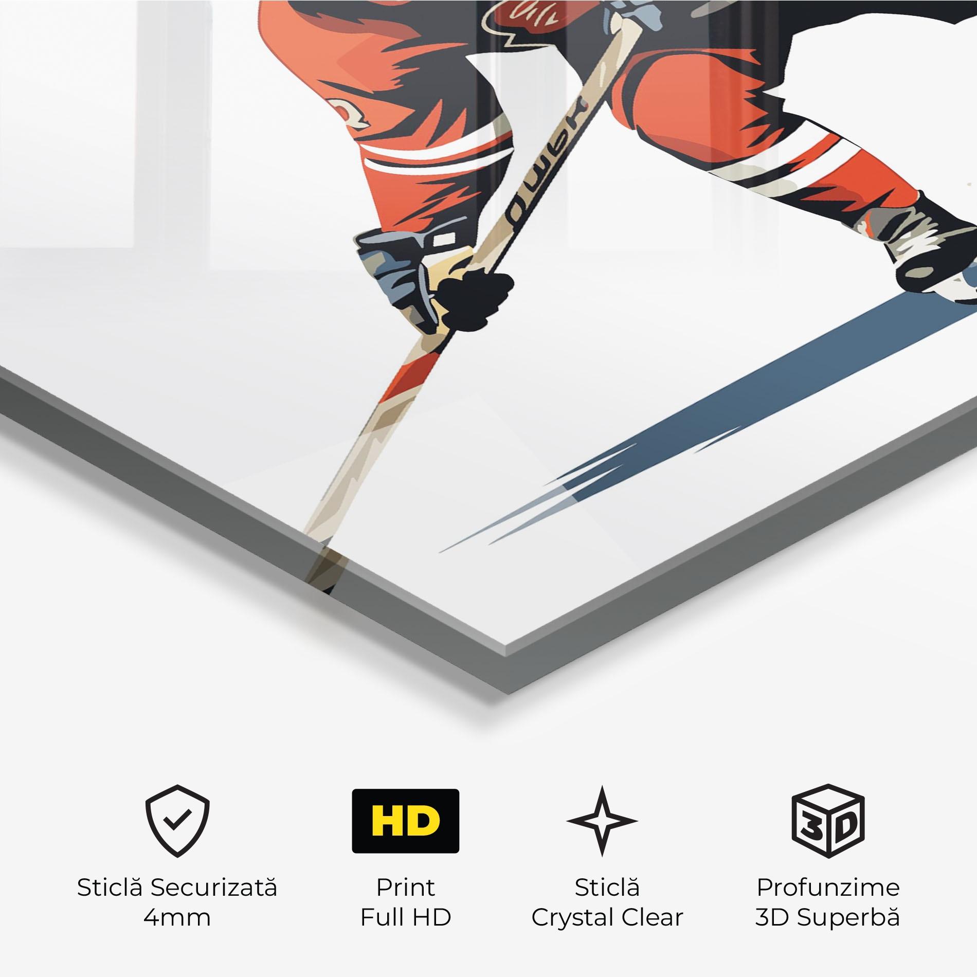 Tablou Sticla Hockey Orange Player mockup 3