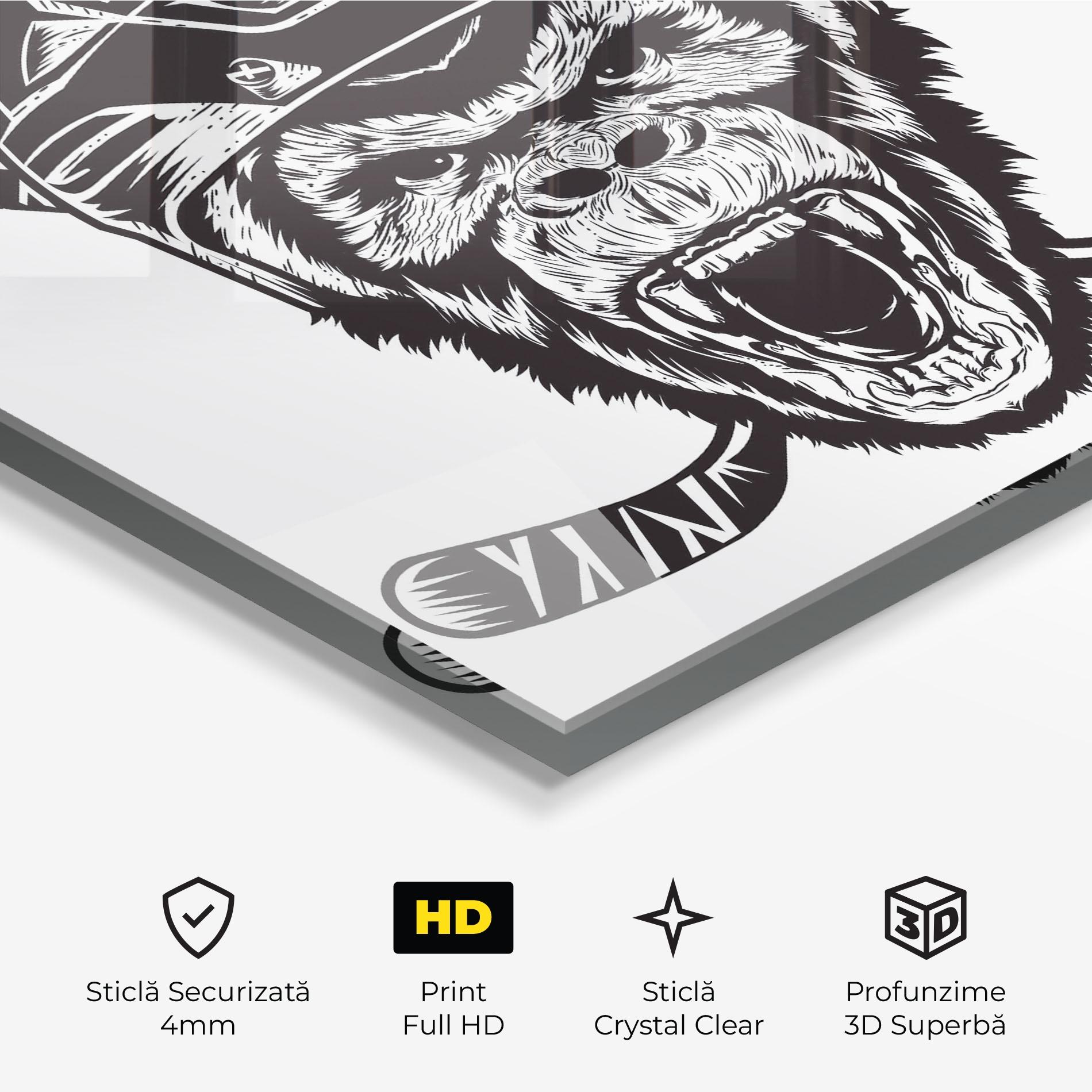 Tablou Sticla Monkey Hockey mockup 3