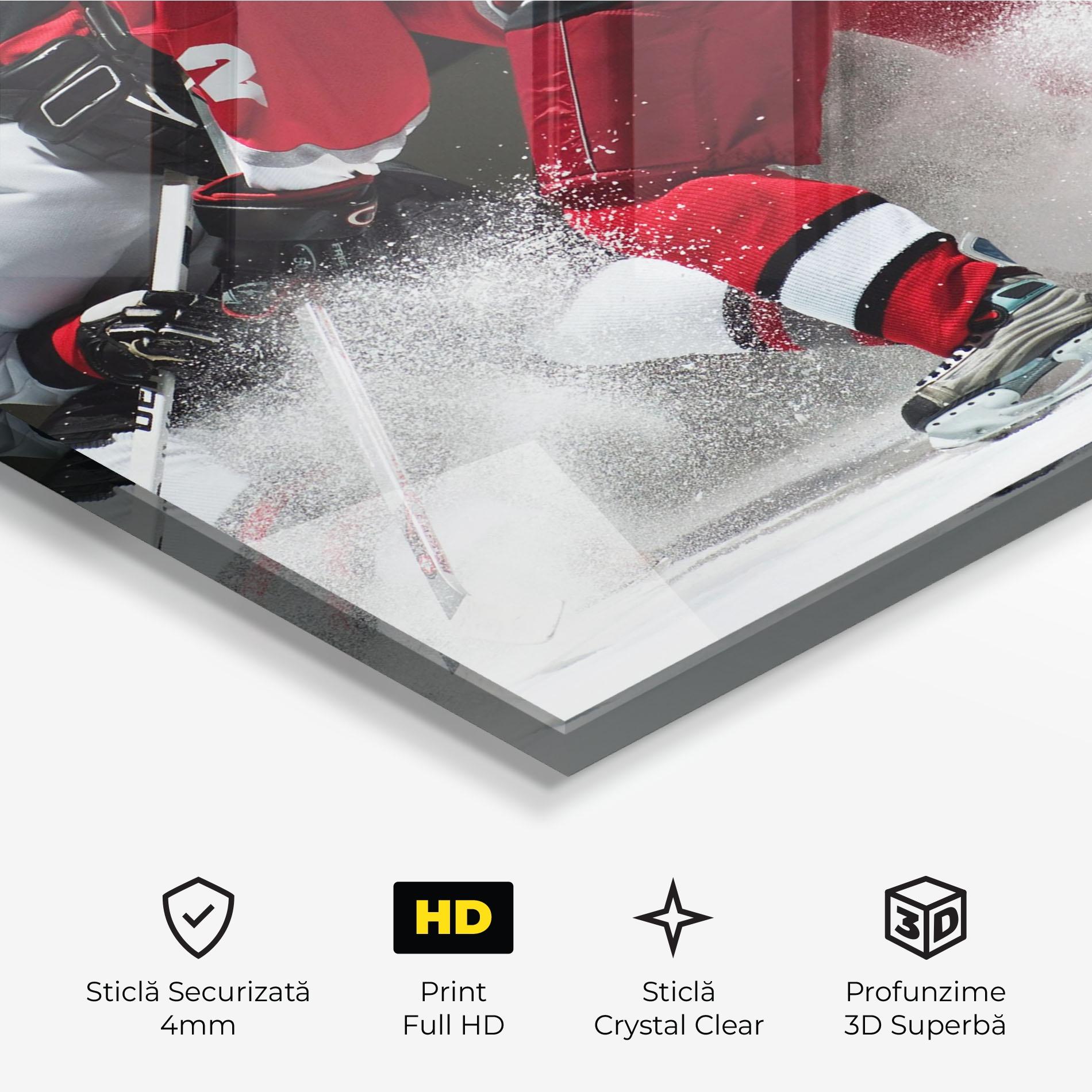 Tablou Sticla Red Hokey Player mockup 3