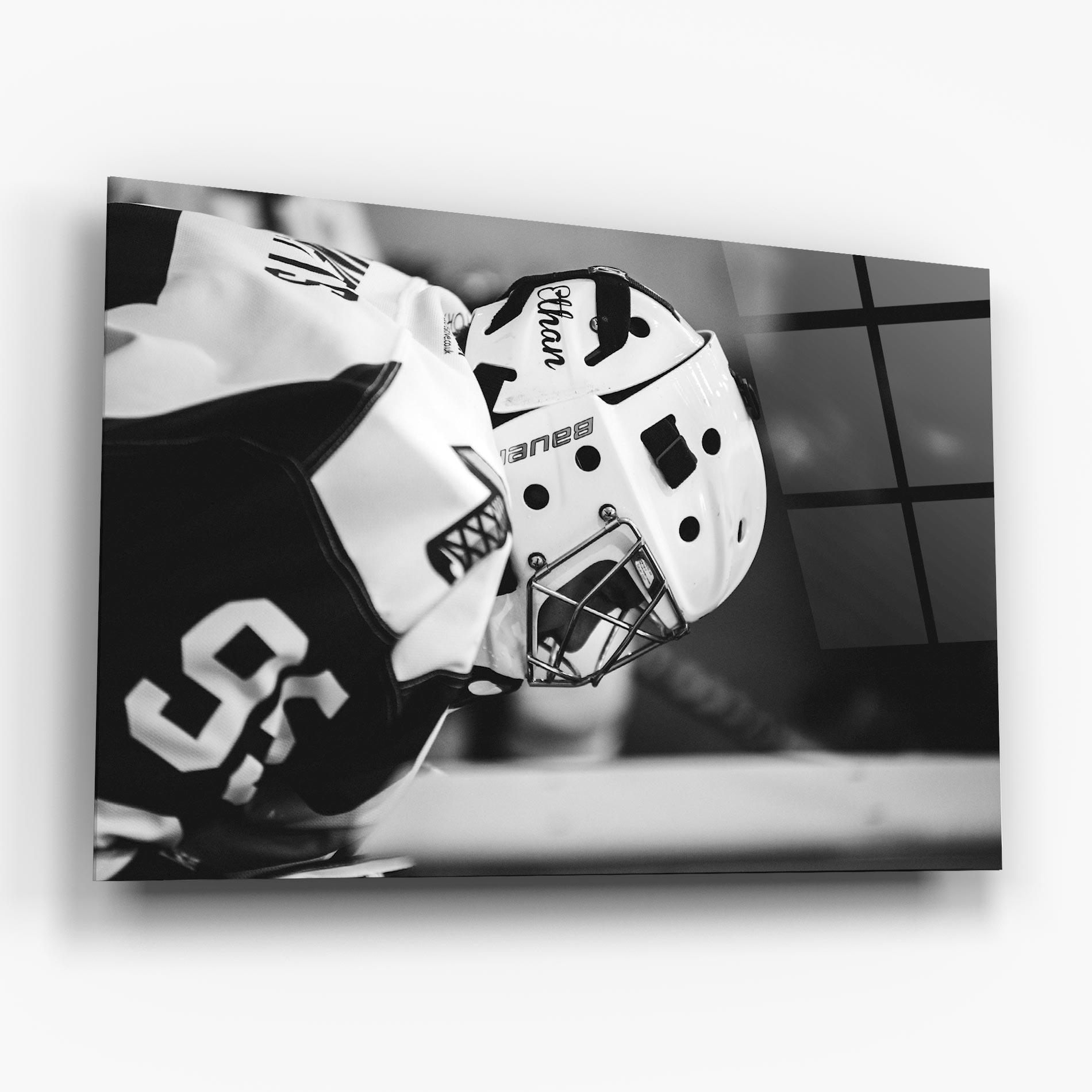 Tablou Sticla Black White Hockey mockup 6
