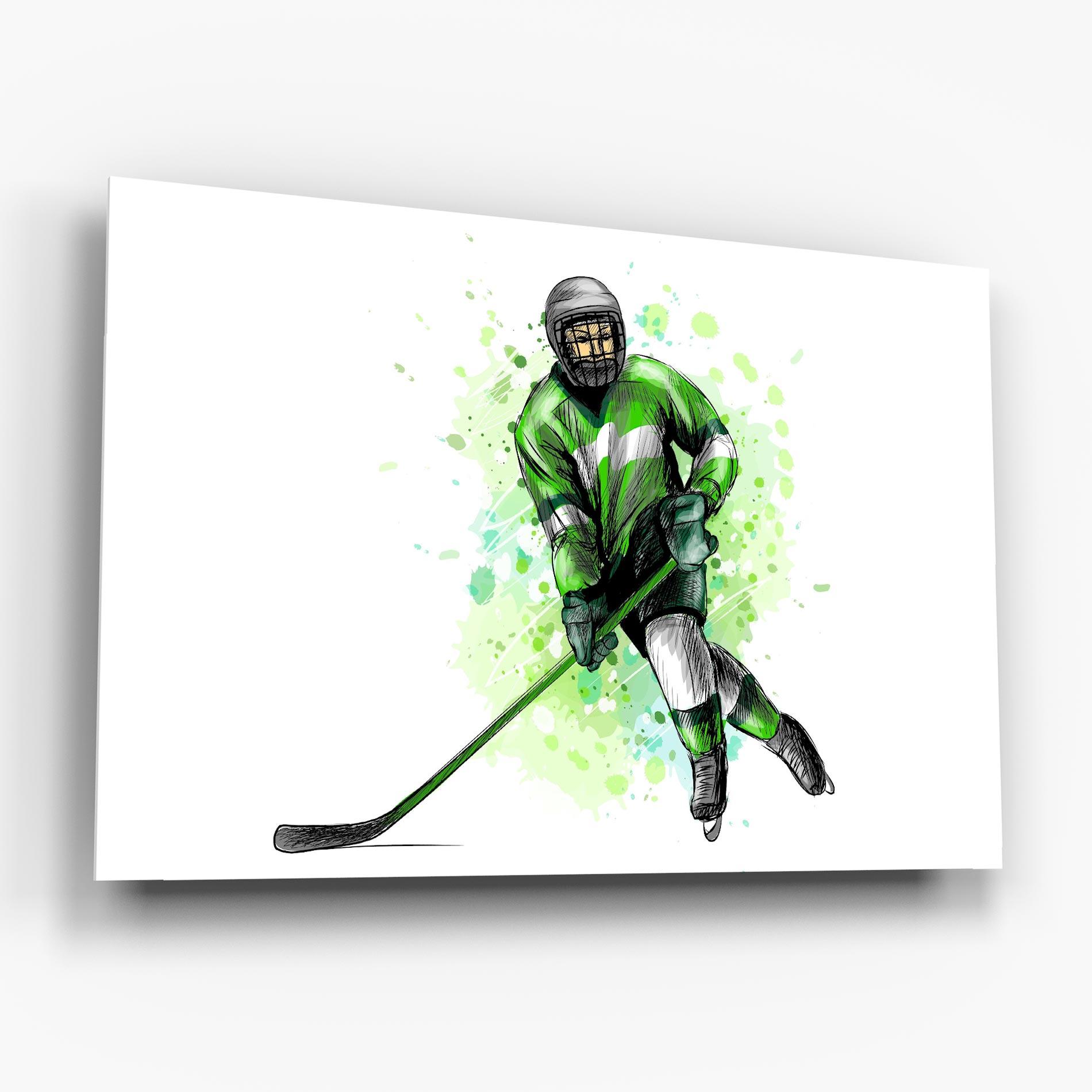 Tablou Sticla Green Hockey mockup 6