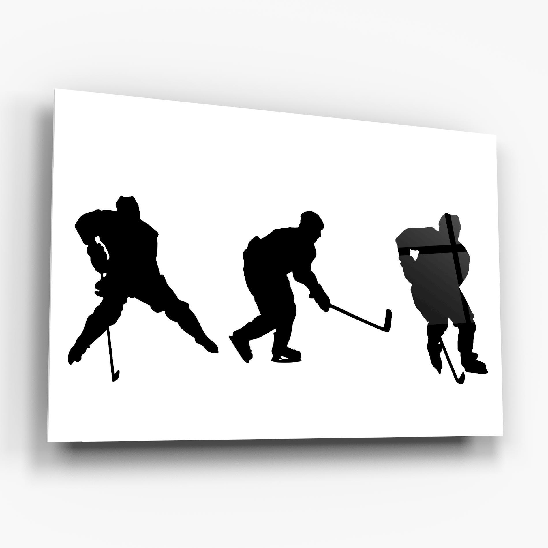 Tablou Sticla Hockey Pose mockup 6