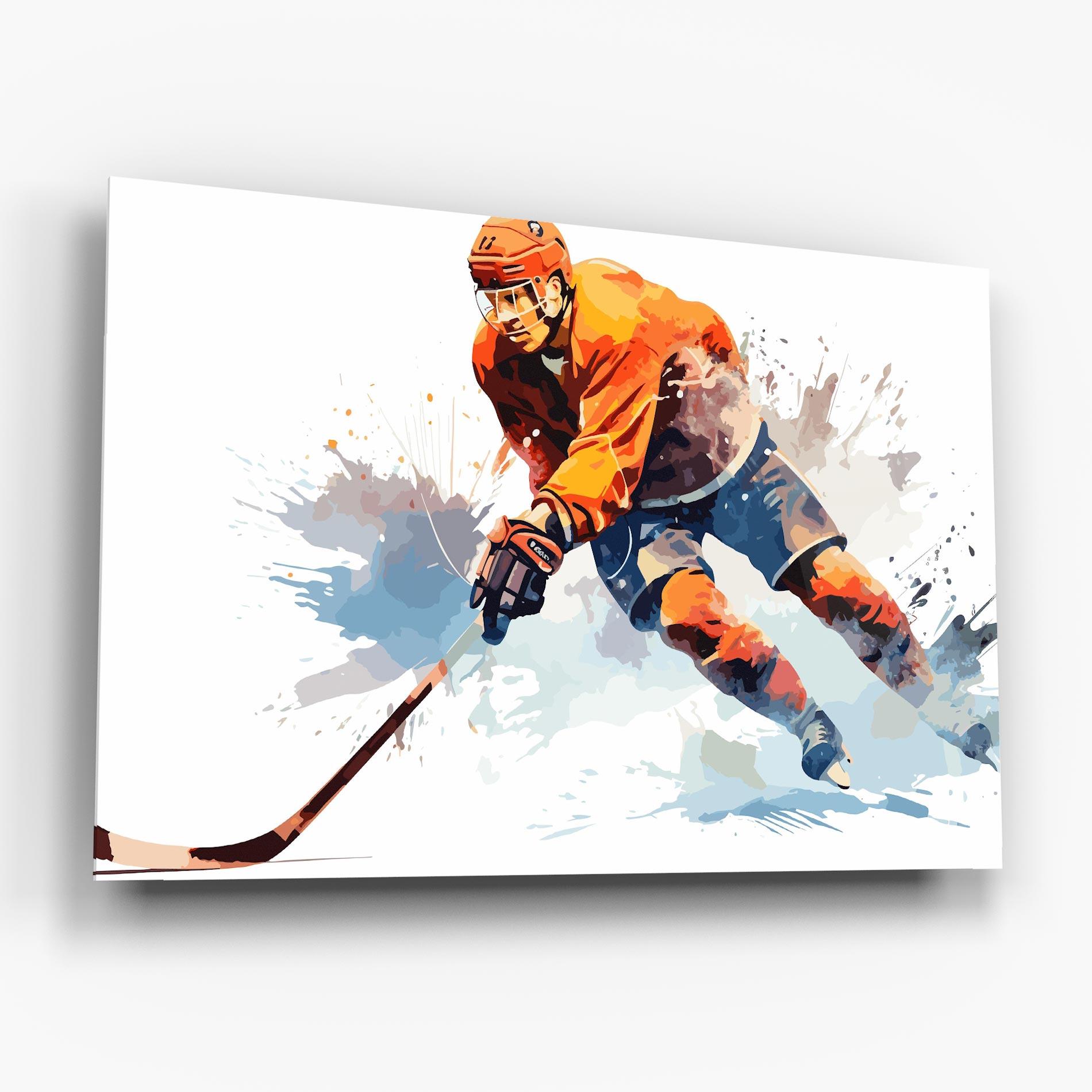 Tablou Sticla Orange Hockey mockup 6