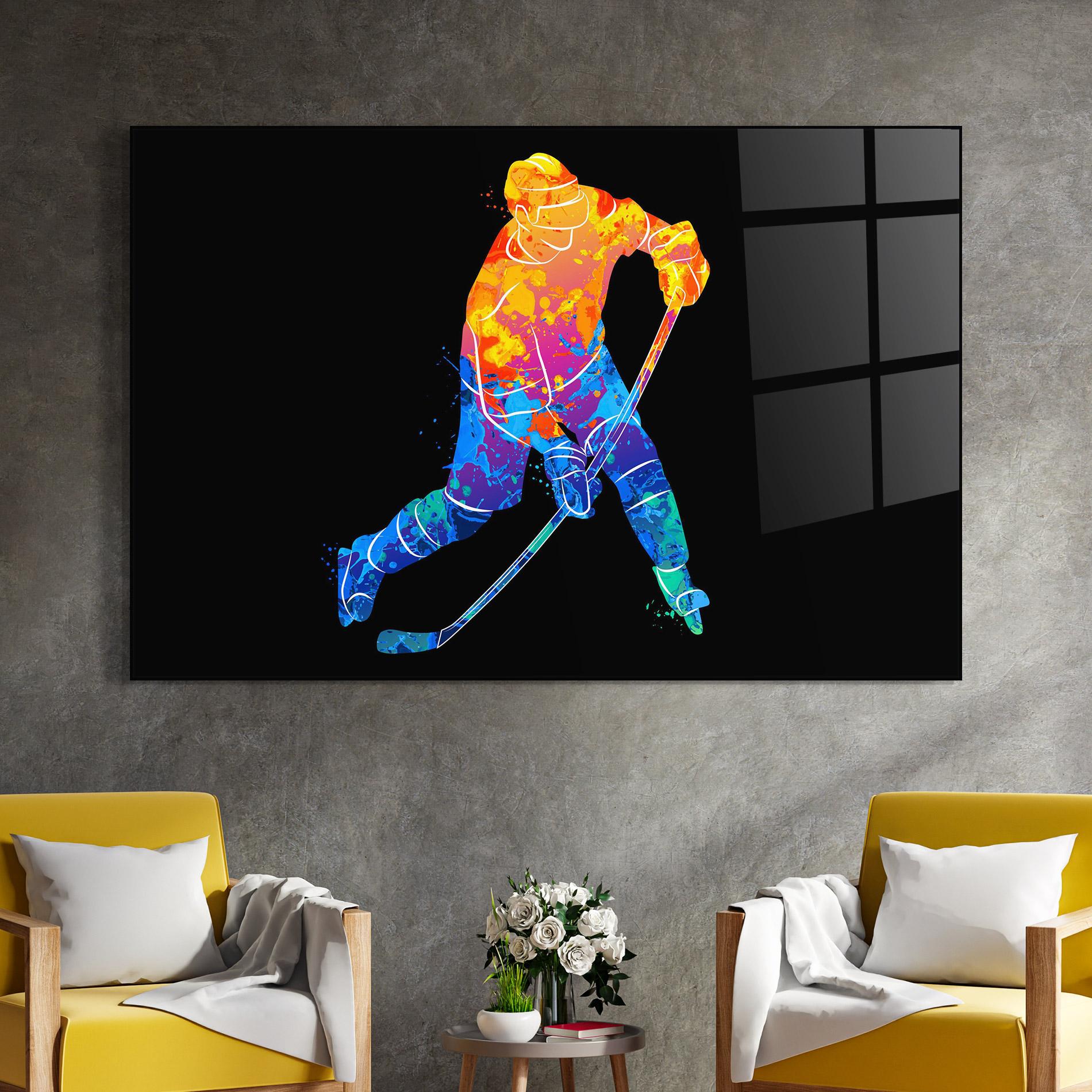 Tablou Sticla Color Mix Hockey mockup 4