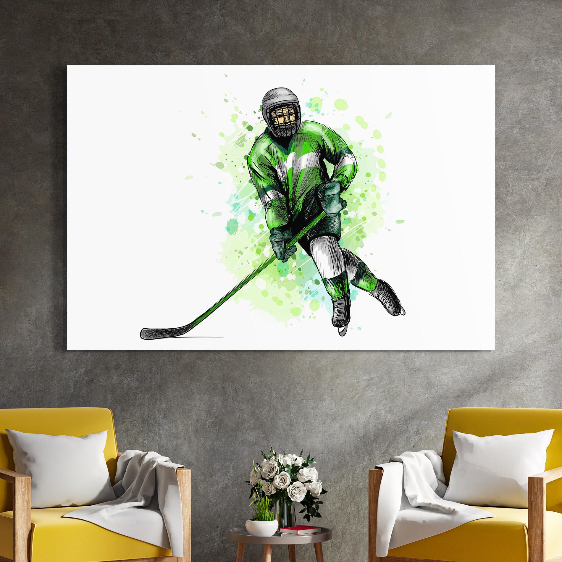 Tablou Sticla Green Hockey mockup 4