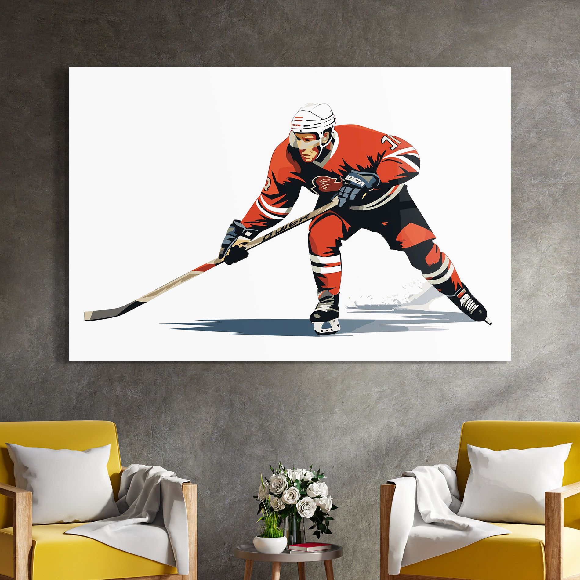 Hockey Orange Player mockup 4