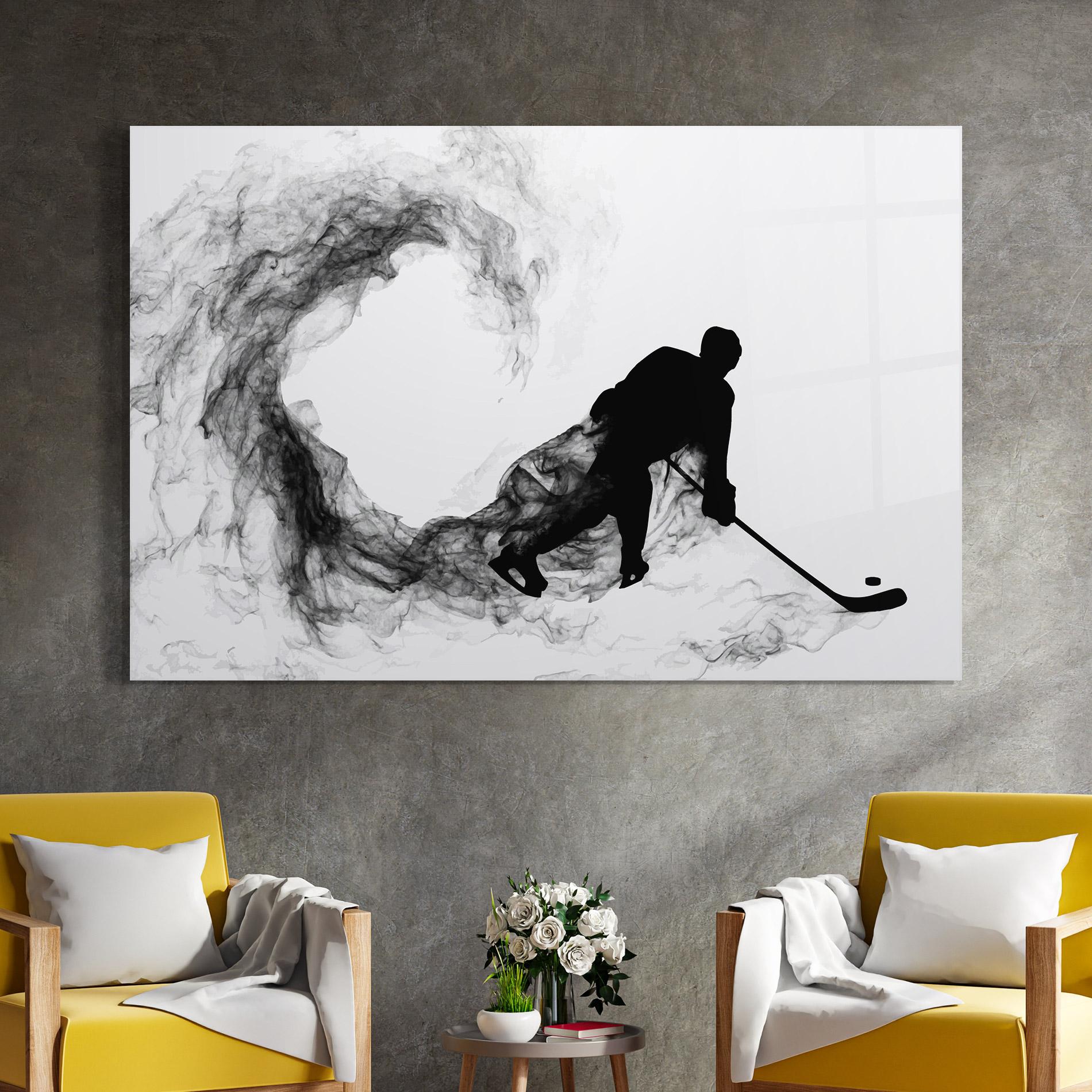 Tablou Sticla Hockey Smoke mockup 4