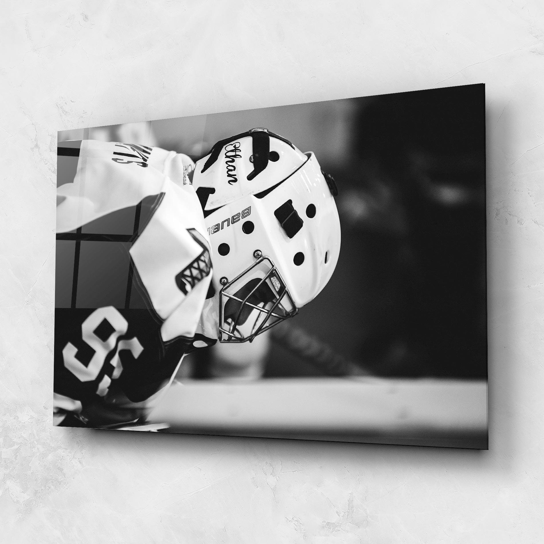 Tablou Sticla Black White Hockey mockup 1