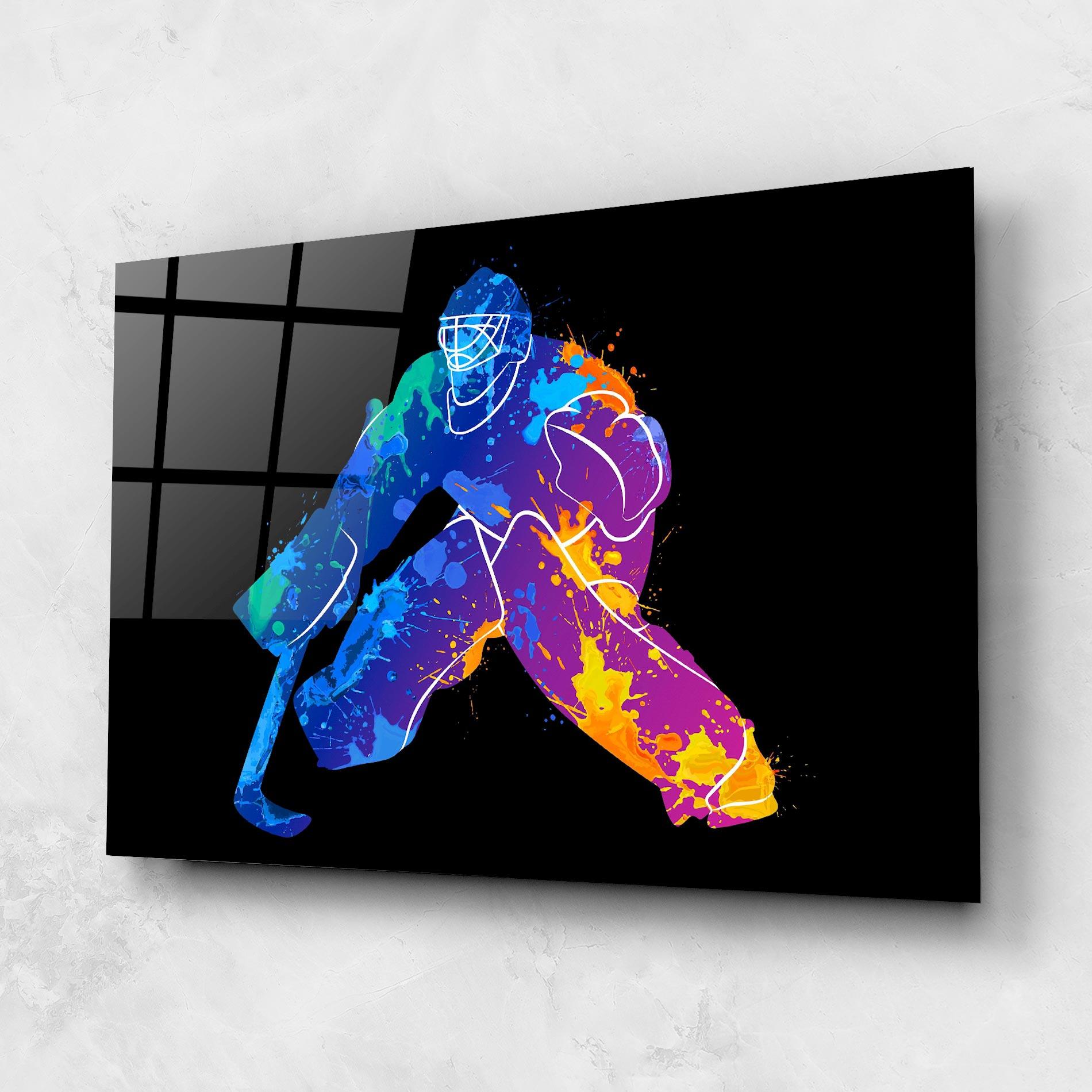 Tablou Sticla Blue Purple Hockey mockup 1