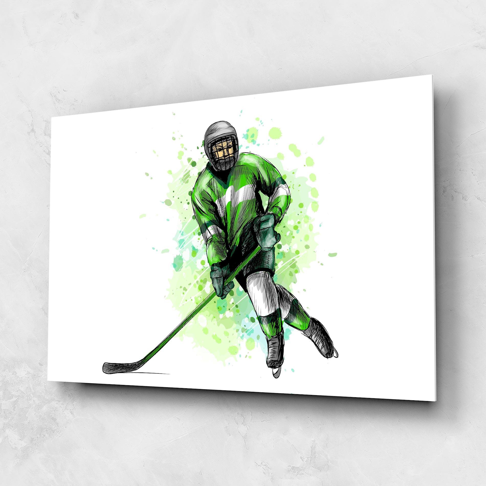 Tablou Sticla Green Hockey mockup 1